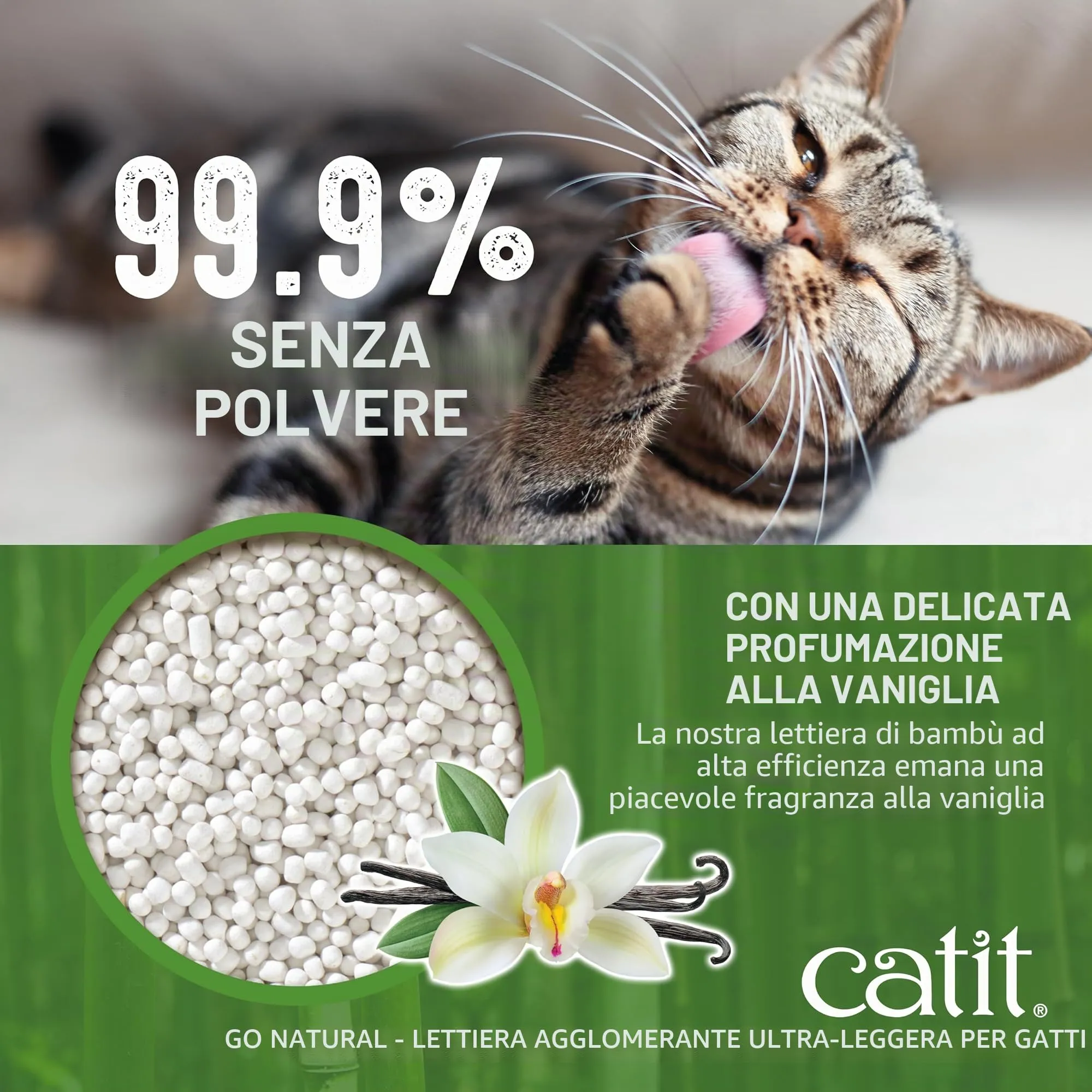 Sabbia agglomerante ultra leggera in bambù per gatti Catit Go Natural, 3,6 kg - immagine 4