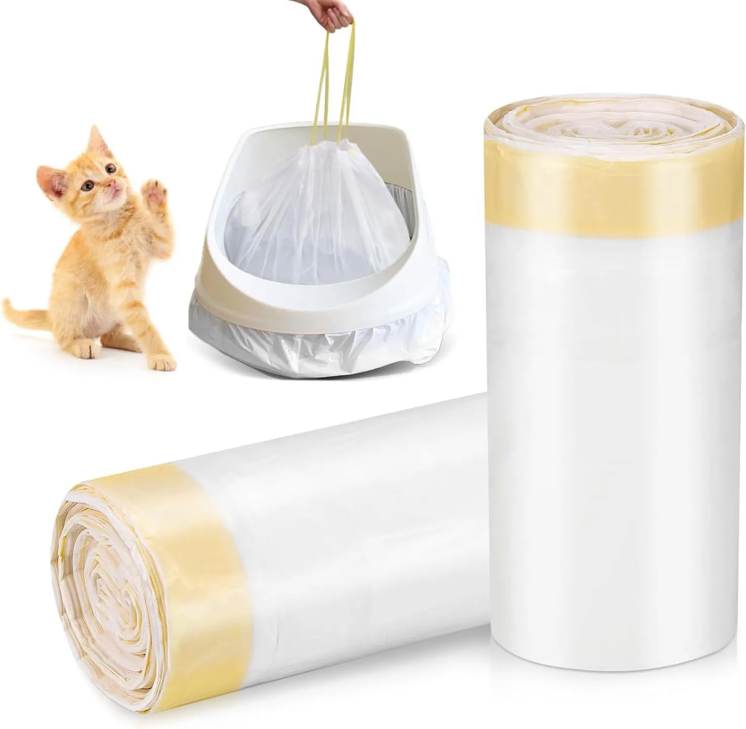 Zocipro 40Pcs Sacchetti per Lettiera Gatto 94 x 45cm con Coulisse - immagine 1