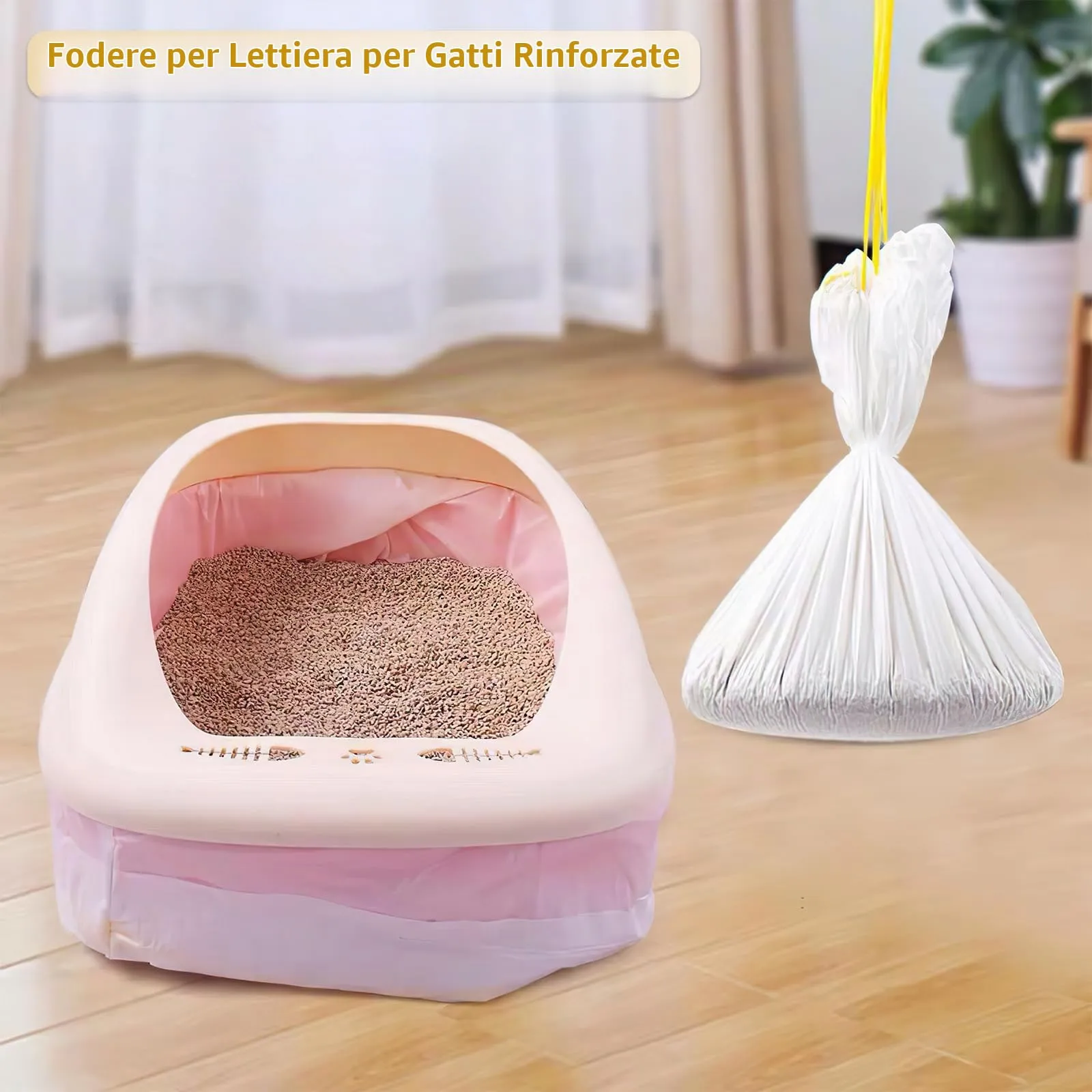 Zocipro 40Pcs Sacchetti per Lettiera Gatto 94 x 45cm con Coulisse - immagine 2