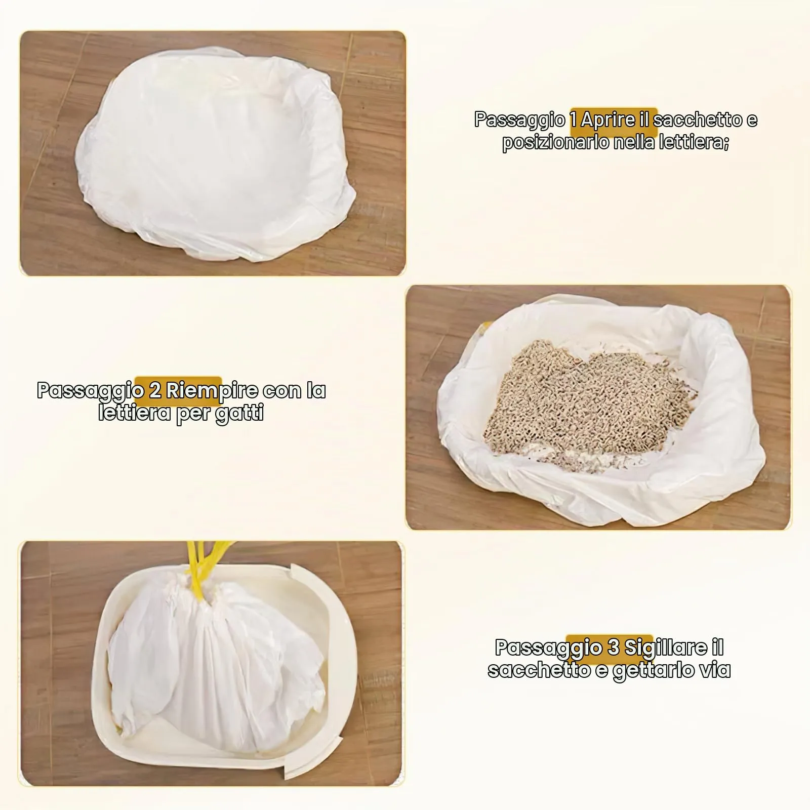 Zocipro 40Pcs Sacchetti per Lettiera Gatto 94 x 45cm con Coulisse - immagine 5