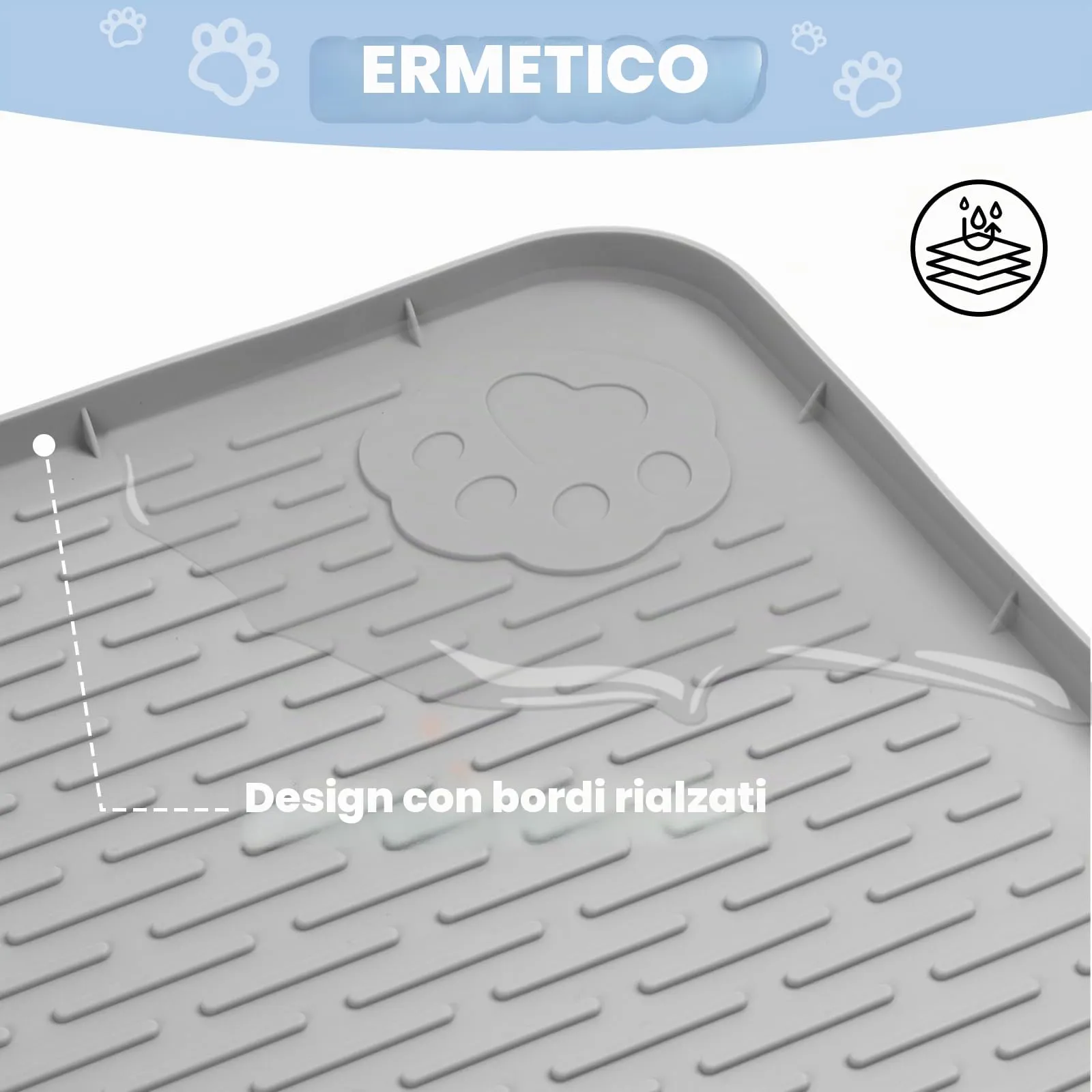 Bartuke Tappetino Lettiera Gatto, Tappetino per lettiera per Gatti in Silicone Extra Large 40 "x 28" per Il Controllo a dispersione, Morbido su Zampe di Gattino, Facile da Pulire (Grigio) - immagine 7