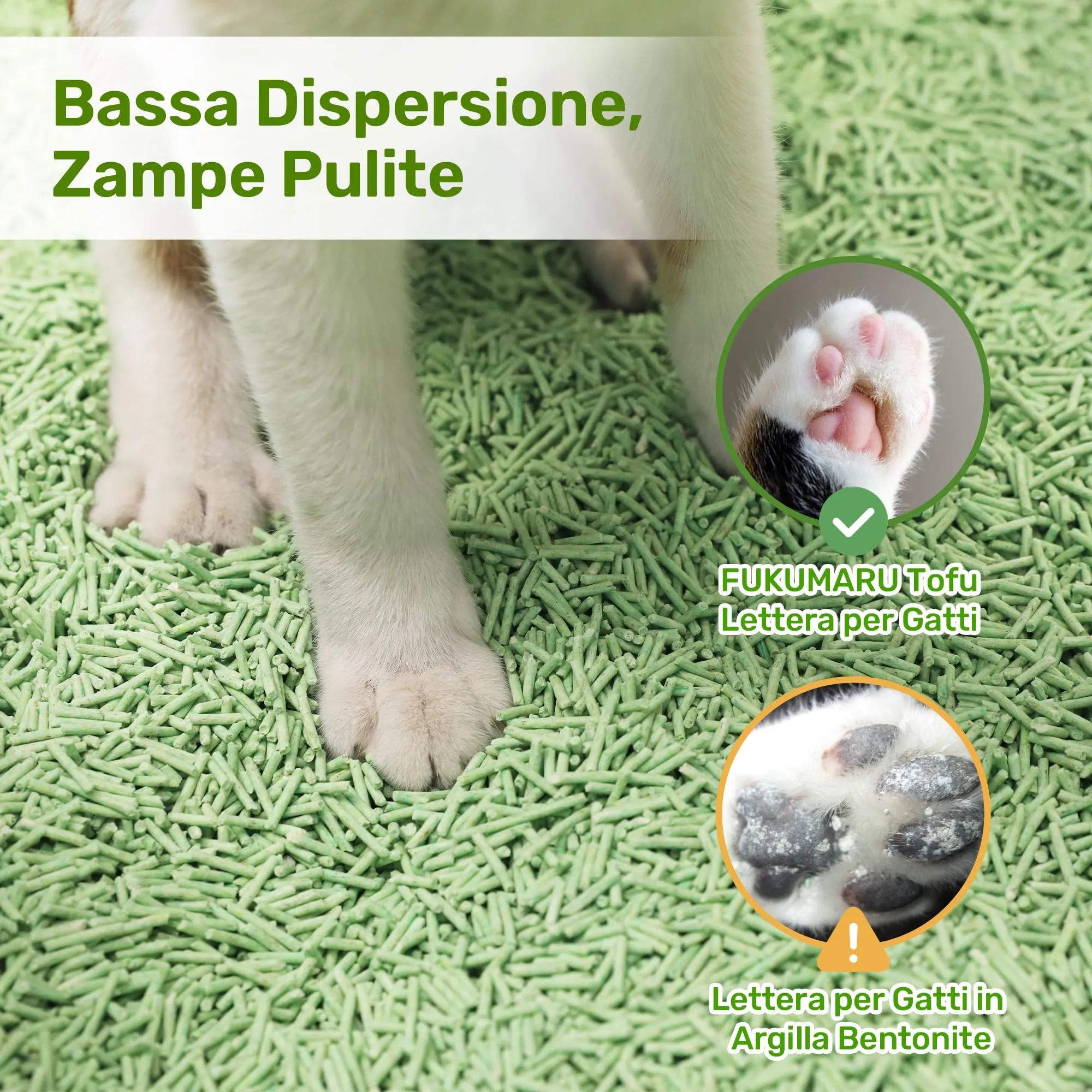 FUKUMARU Lettiera per Gatti al Tofu 5.4 kg - Lettiera Agglomerante per Gatti, Controllo degli Odori con Aroma di Tè Verde, Senza Polvere e Facile da Agglomerare, Smaltibile nel WC. - immagine 7