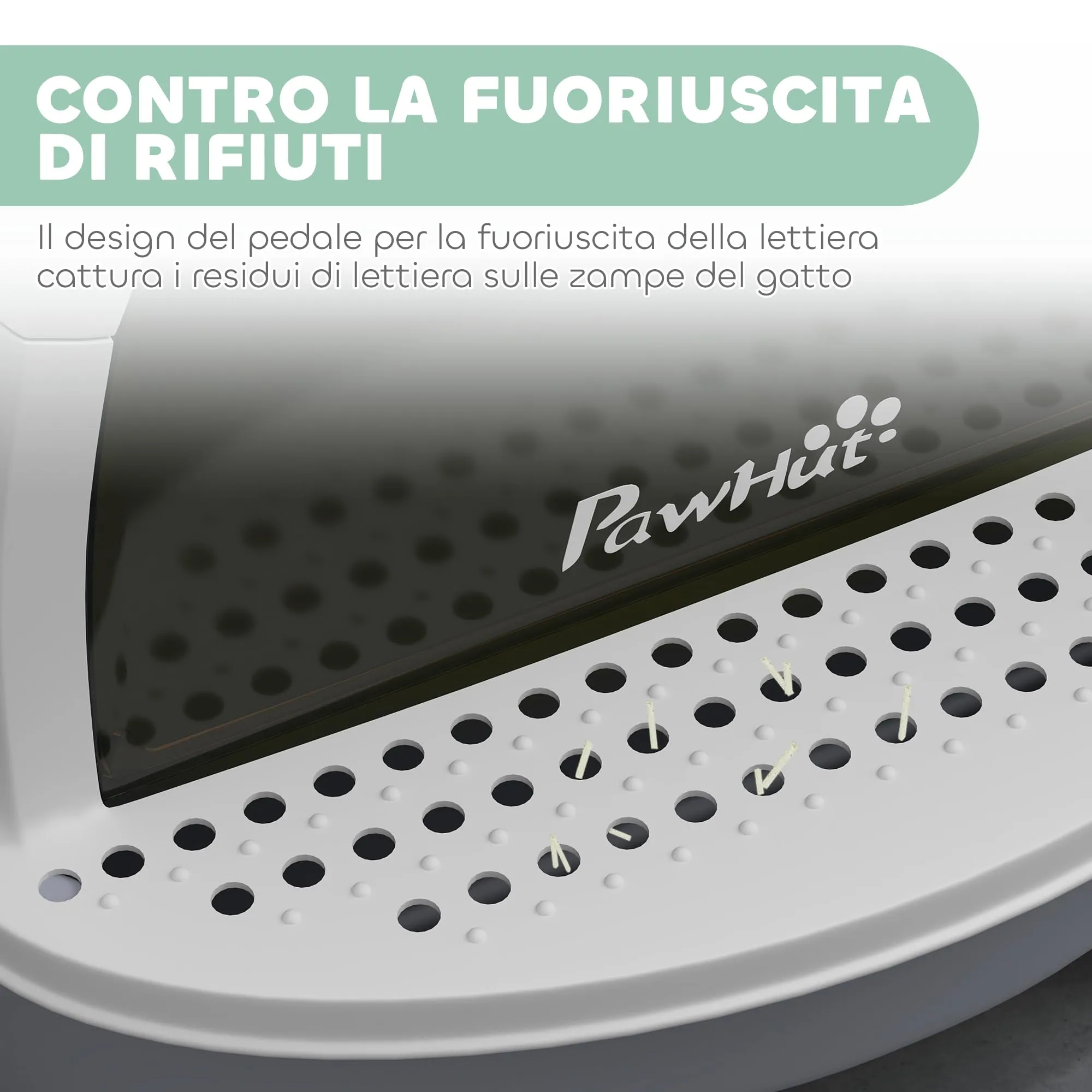 PawHut Lettiera per Gatti Chiusa con Vassoio Estraibile e Maniglia, Grigio - immagine 6
