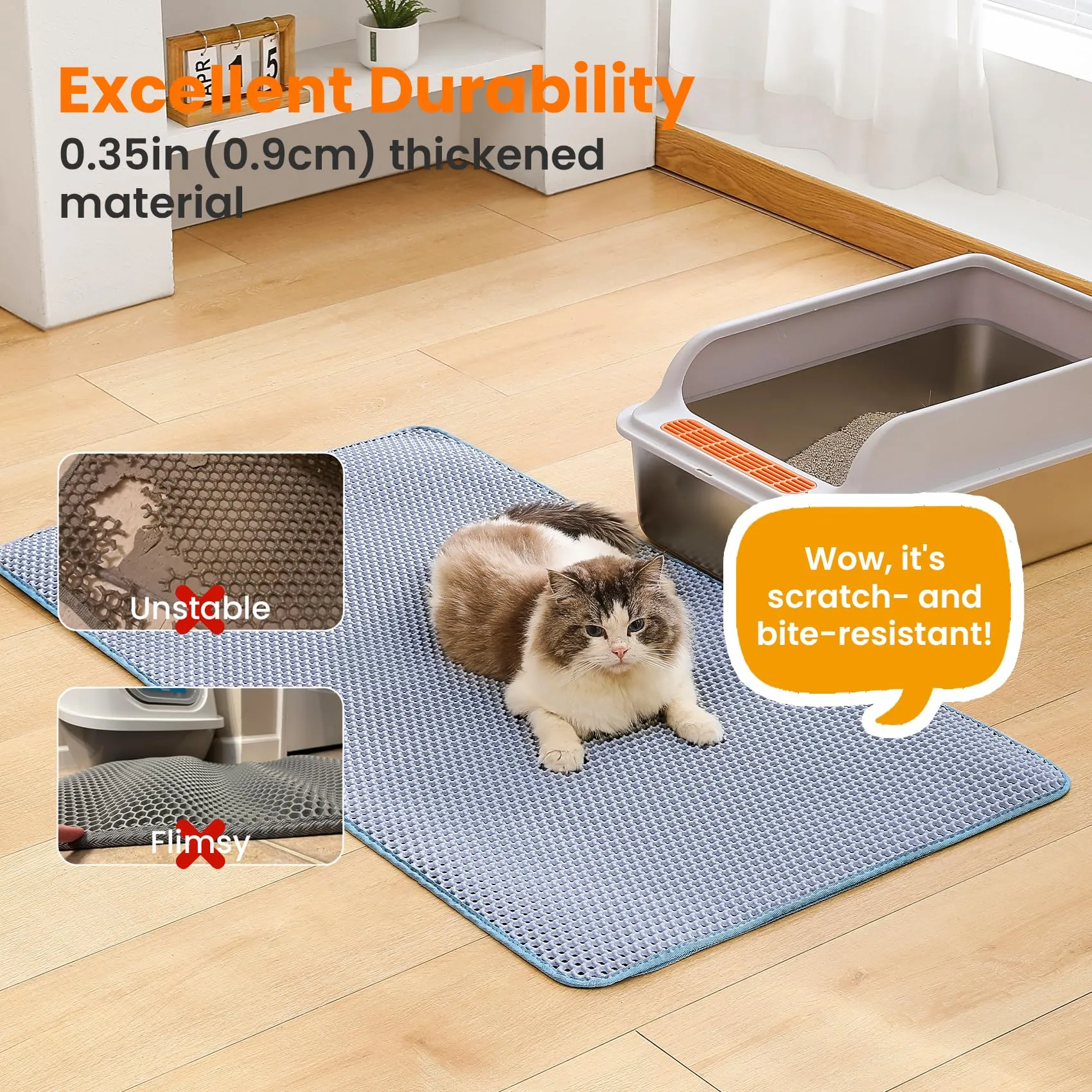 Petinstinct Tappetino Jumbo per Lettiera Gatto, Design Nido d'Ape 2 Strati - immagine 6