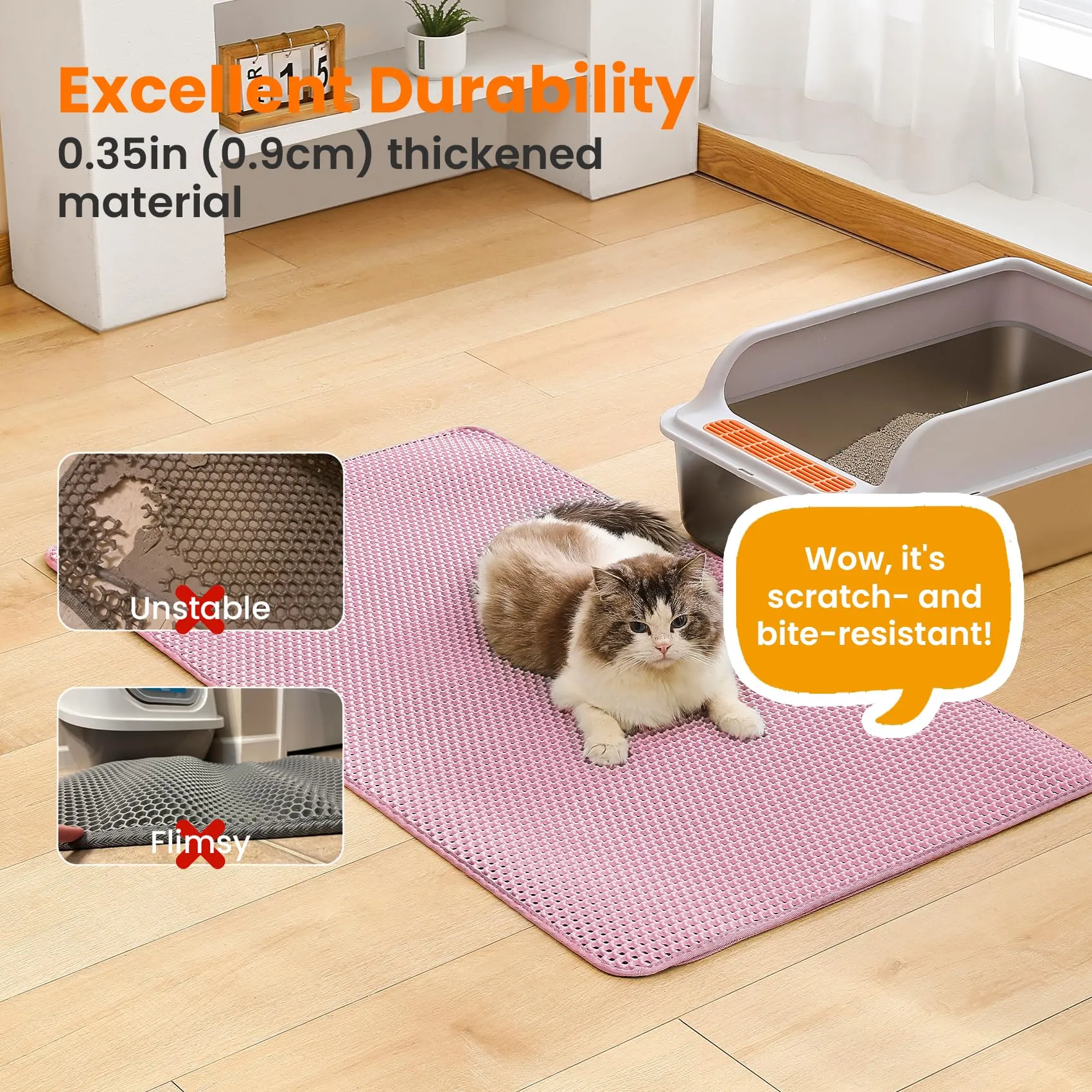 Petinstinct Tappetino Jumbo per Lettiera Gatto, Design Nido d'Ape 2 Strati - immagine 6