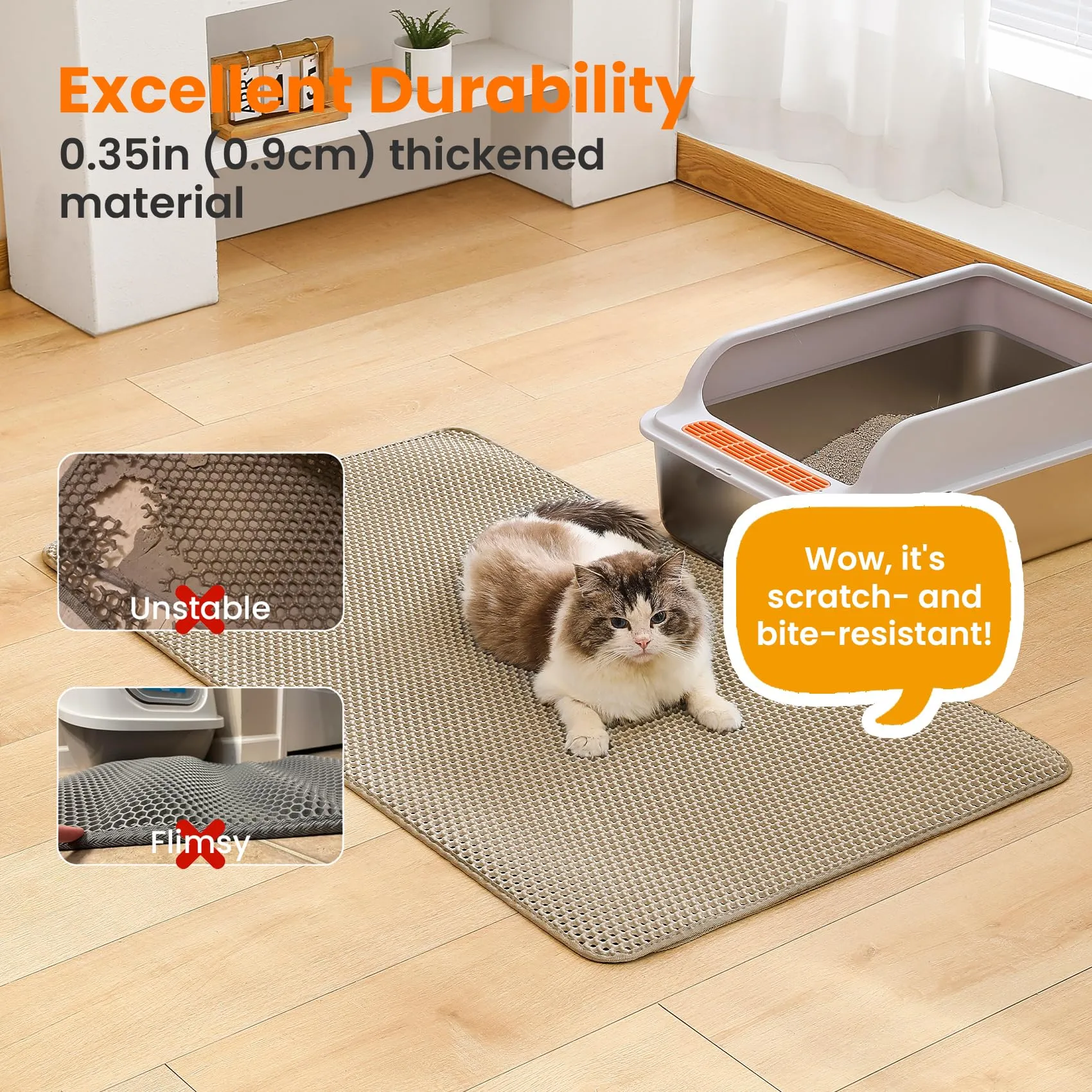 Petinstinct Tappetino Jumbo per Lettiera Gatto, Design Nido d'Ape 2 Strati - immagine 6
