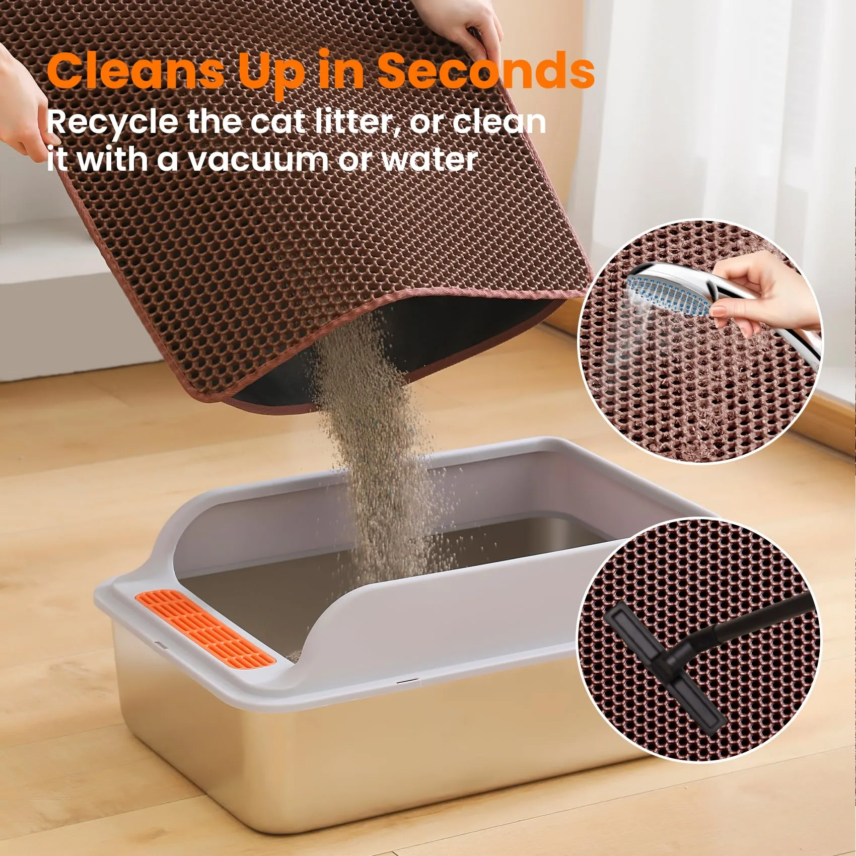 Petinstinct Tappetino Jumbo per Lettiera Gatto, Design Nido d'Ape 2 Strati - immagine 5