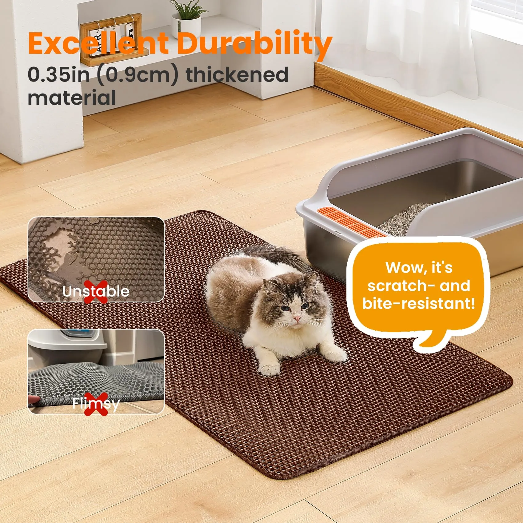 Petinstinct Tappetino Jumbo per Lettiera Gatto, Design Nido d'Ape 2 Strati - immagine 6