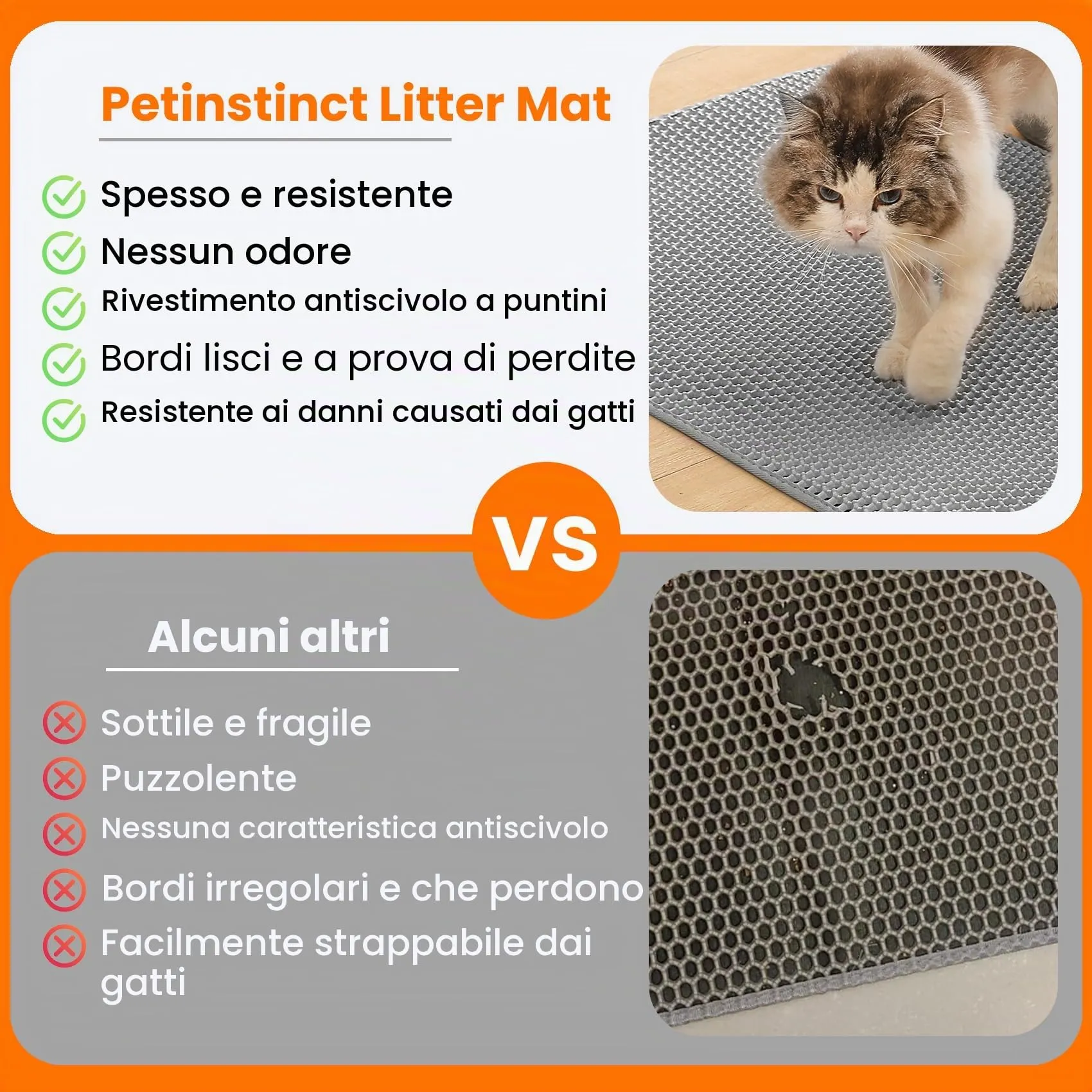 Petinstinct Tappetino Jumbo per Lettiera Gatto, Design Nido d'Ape 2 Strati - immagine 3