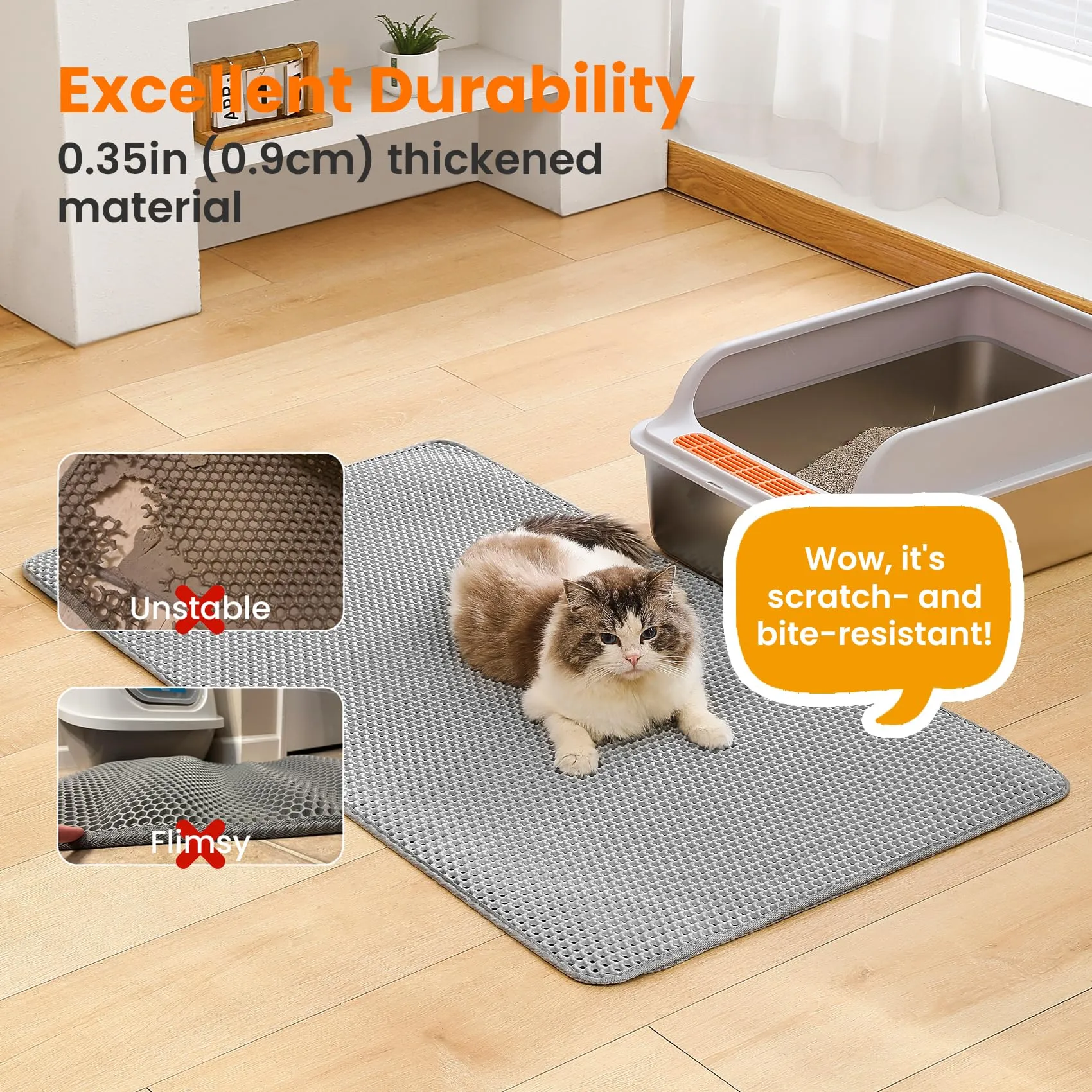 Petinstinct Tappetino Jumbo per Lettiera Gatto, Design Nido d'Ape 2 Strati - immagine 5