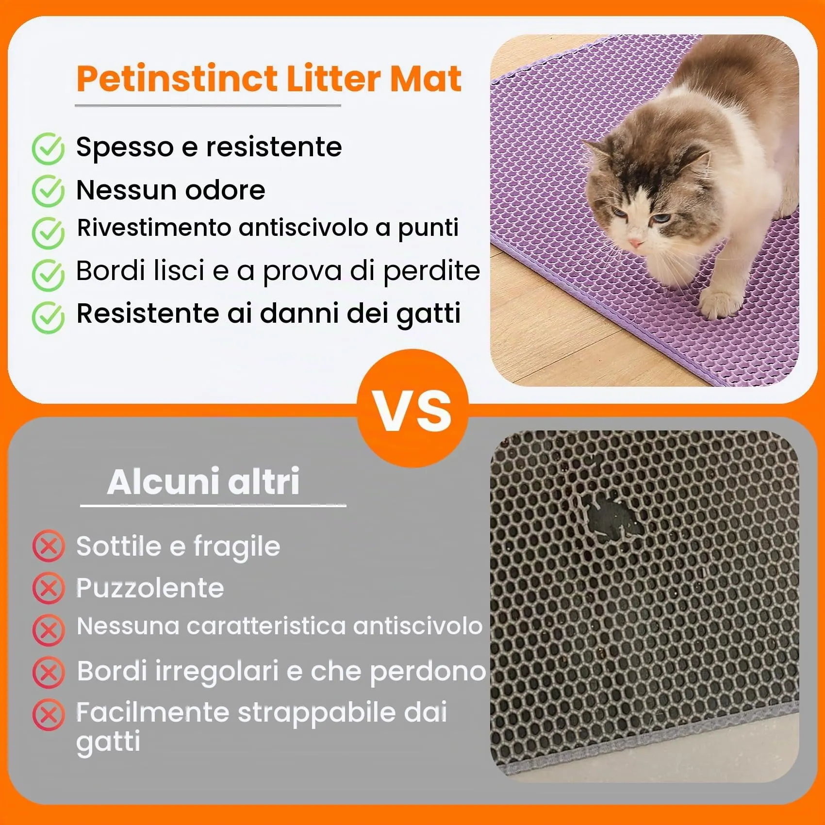 Petinstinct Tappetino per Lettiera Gatto, Design Nido d'Ape 2 Strati - immagine 3