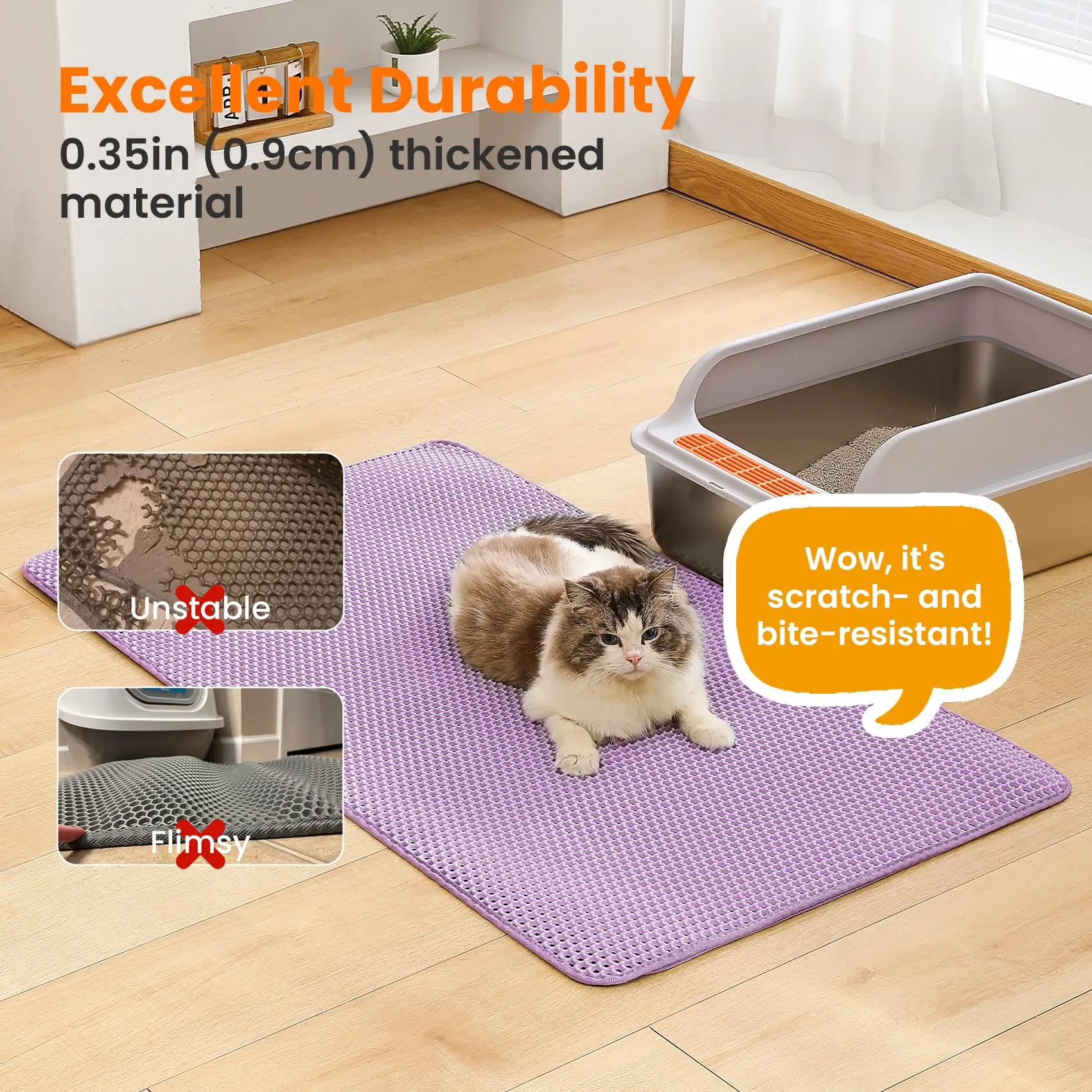 Petinstinct Tappetino Jumbo per Lettiera Gatto, Design Nido d'Ape 2 Strati - immagine 6