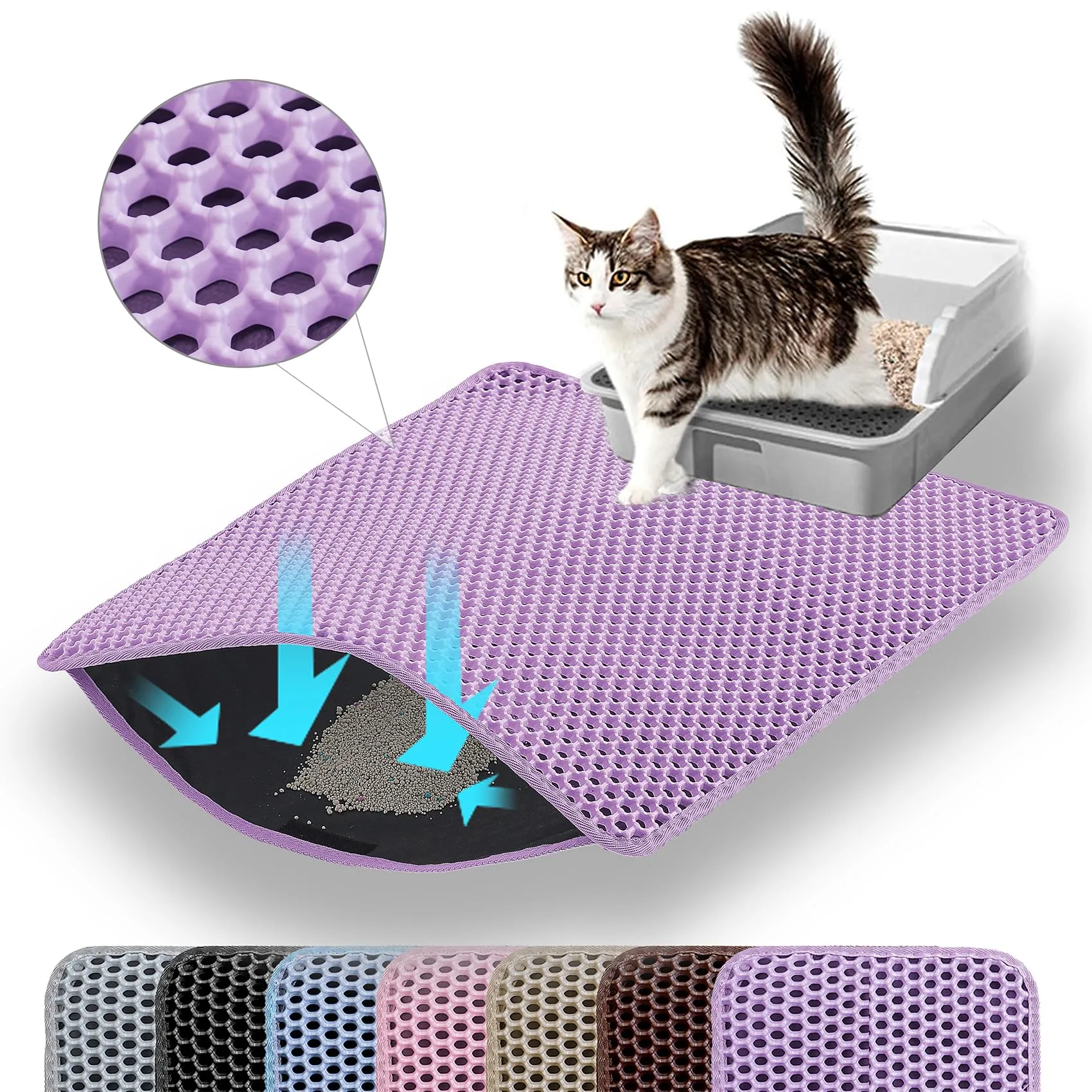 Petinstinct Tappetino Extra Grande per Lettiera Gatto, Design Nido d'Ape - immagine 1