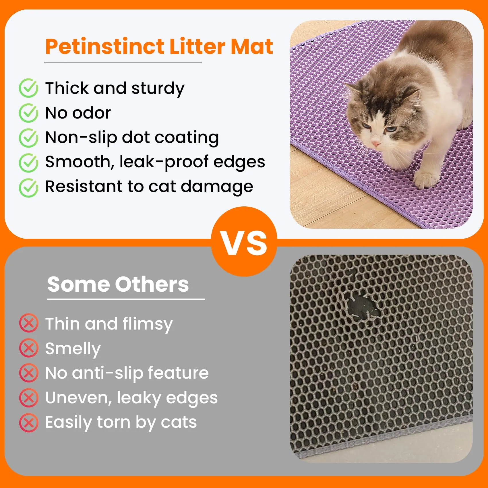 Petinstinct Tappetino Extra Grande per Lettiera Gatto, Design Nido d'Ape - immagine 3