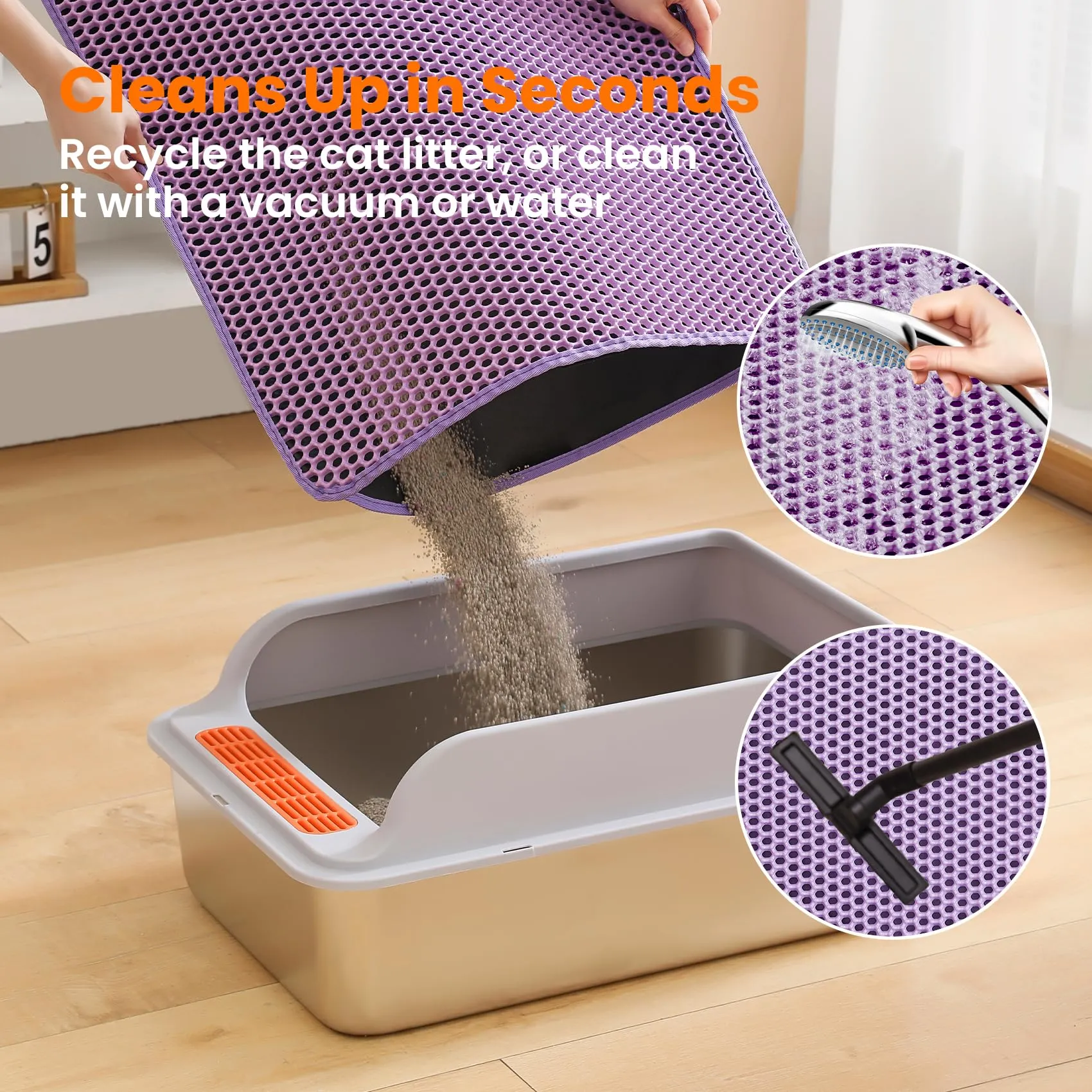Petinstinct Tappetino Extra Grande per Lettiera Gatto, Design Nido d'Ape - immagine 5