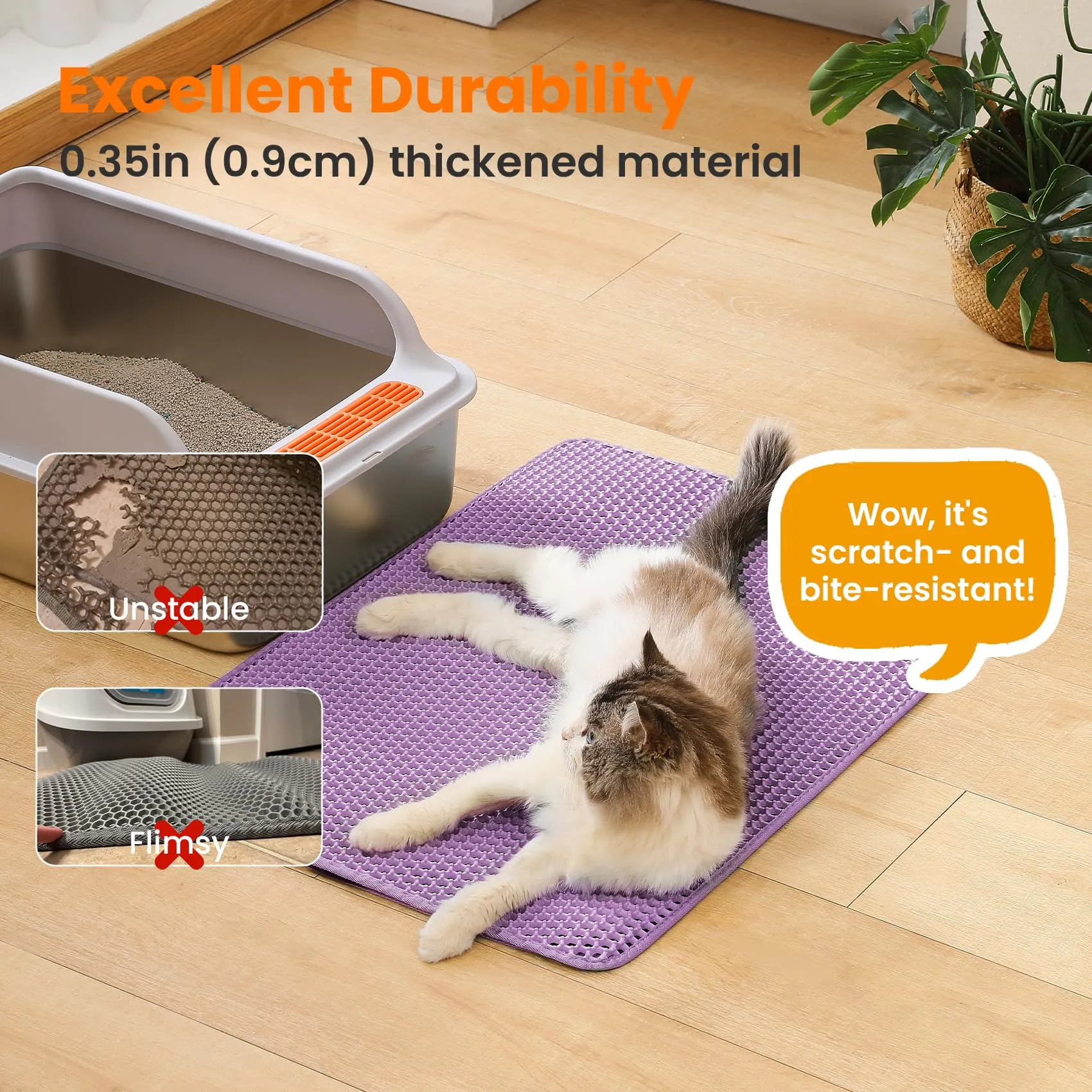 Petinstinct Tappetino Extra Grande per Lettiera Gatto, Design Nido d'Ape - immagine 6