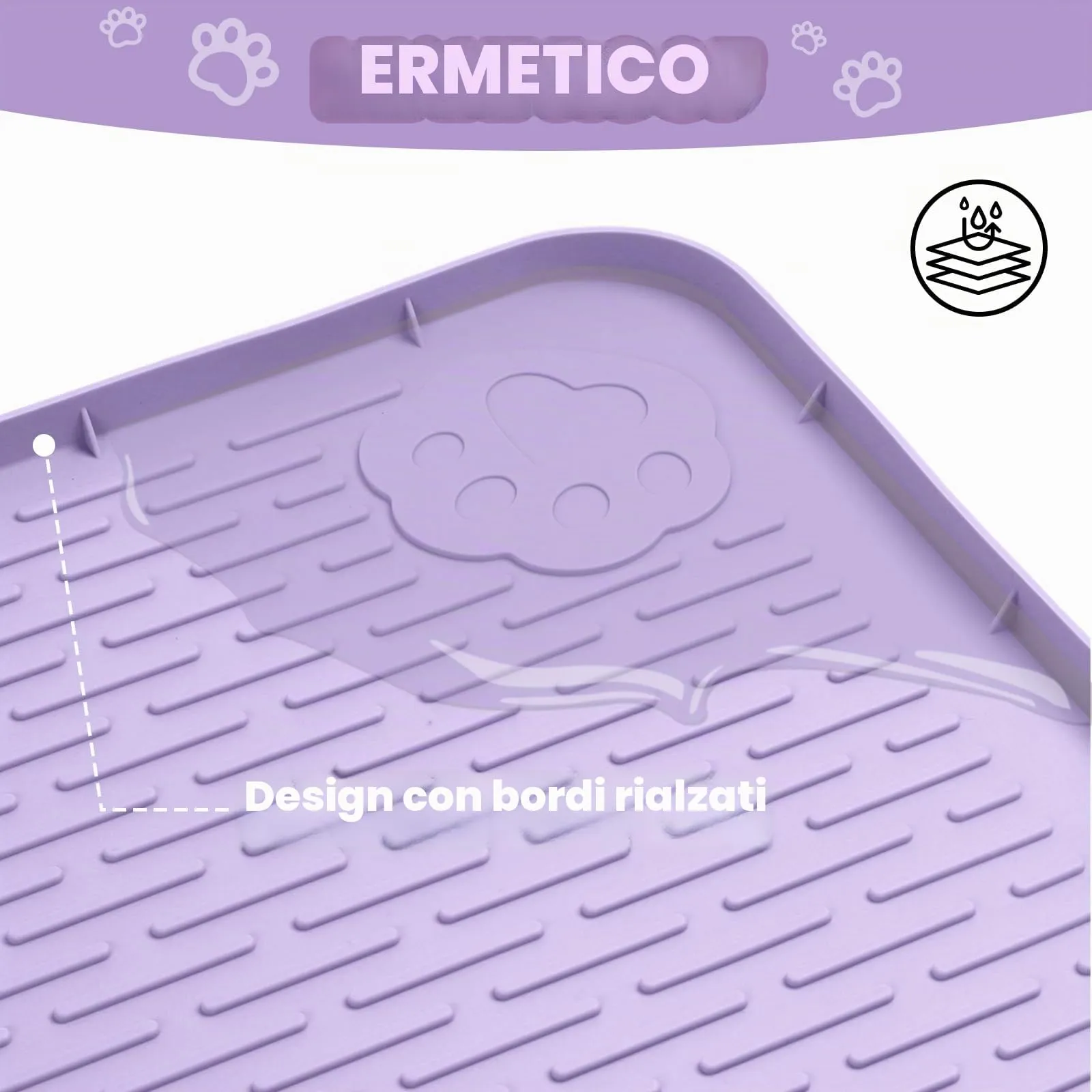 Bartuke Tappetino Lettiera Gatto, Tappetino per lettiera per Gatti in silicone extra large 40 "x 28" per il controllo a dispersione, morbido su zampe di gattino, facile da pulire (Viola) - immagine 7