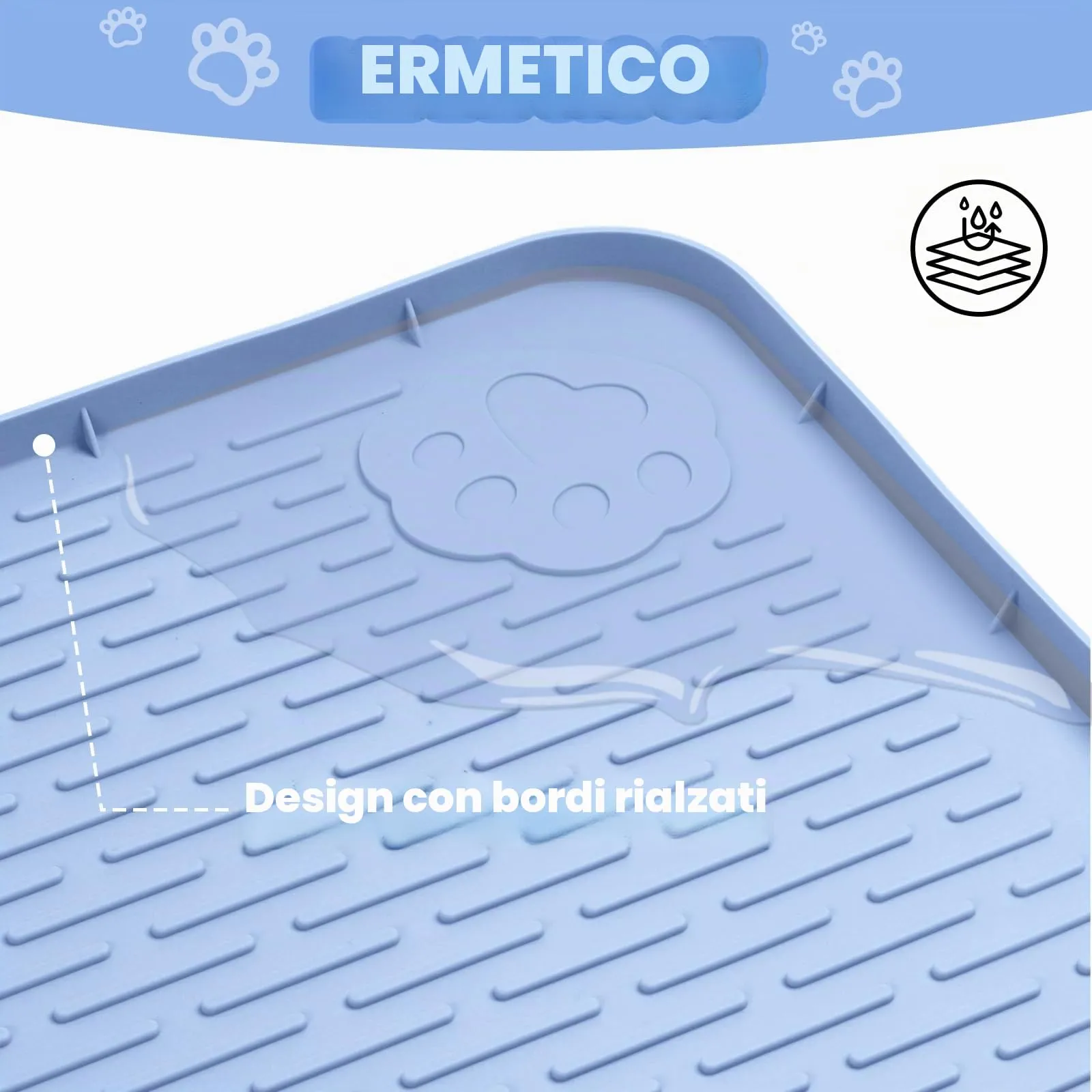 Bartuke Tappetino Lettiera Gatto, Tappetino per lettiera per Gatti in silicone extra large 40 "x 28" per il controllo a dispersione, morbido su zampe di gattino, facile da pulire (Blu) - immagine 7