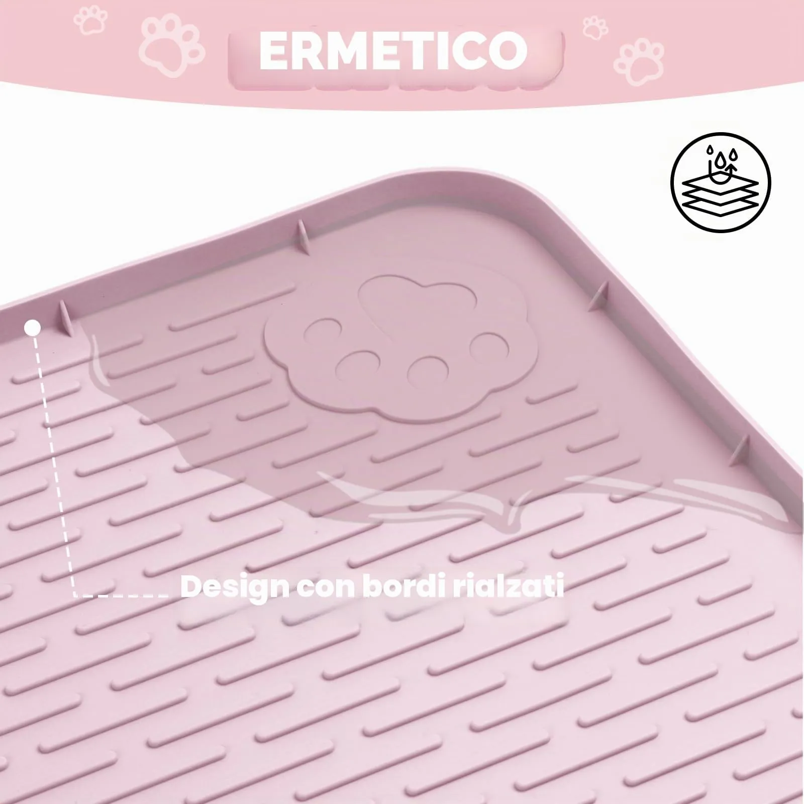 Bartuke Tappetino Lettiera Gatto, Tappetino per lettiera per Gatti in silicone extra large 40 "x 28" per il controllo a dispersione, morbido su zampe di gattino, facile da pulire (Rosa) - immagine 7