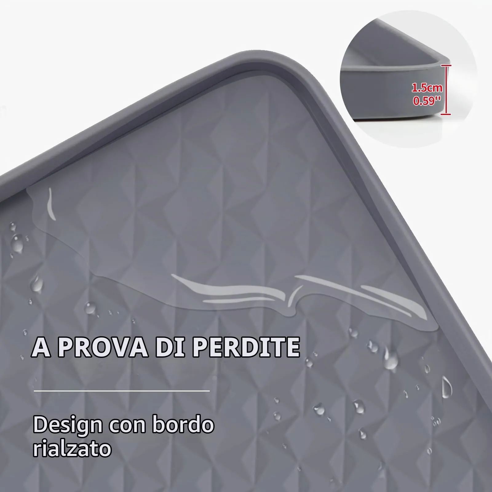 Bartuke Tappetino per lettiere per gatti, tappetino in silicone extra large da 51"x26" per il controllo della dispersione della lettiera, morbido per le zampe del micio, facile da pulire (Grigio) - immagine 7