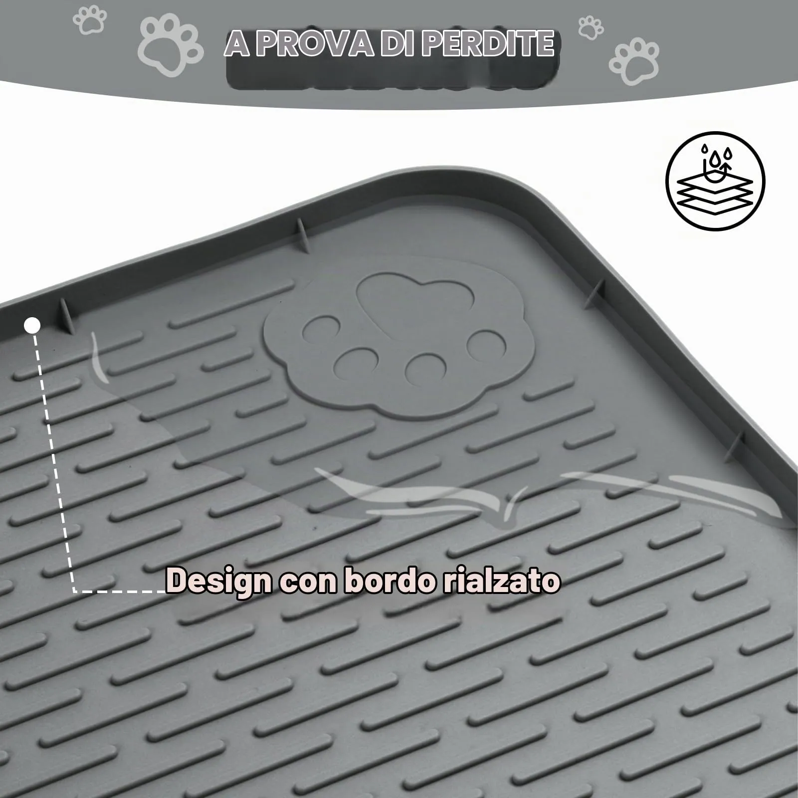 Bartuke Tappetino Lettiera Gatto, Tappetino per lettiera per Gatti in silicone extra large 40 "x 28" per il controllo a dispersione, morbido su zampe di gattino, facile da pulire (Grigio scuro) - immagine 7
