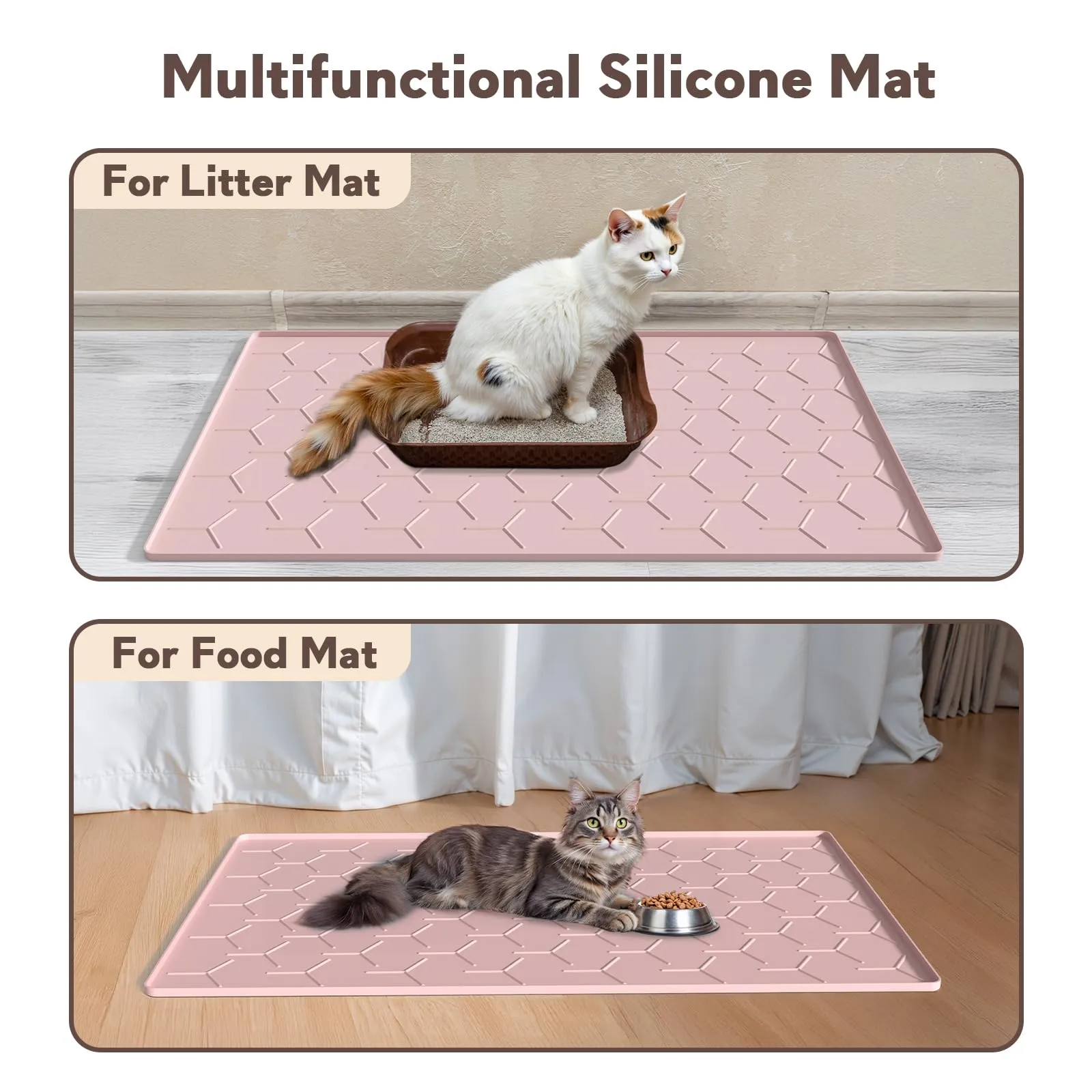 Garoopion Tappetino Lettiera Gatto Silicone, Grande 86x56cm, Rosa - immagine 6