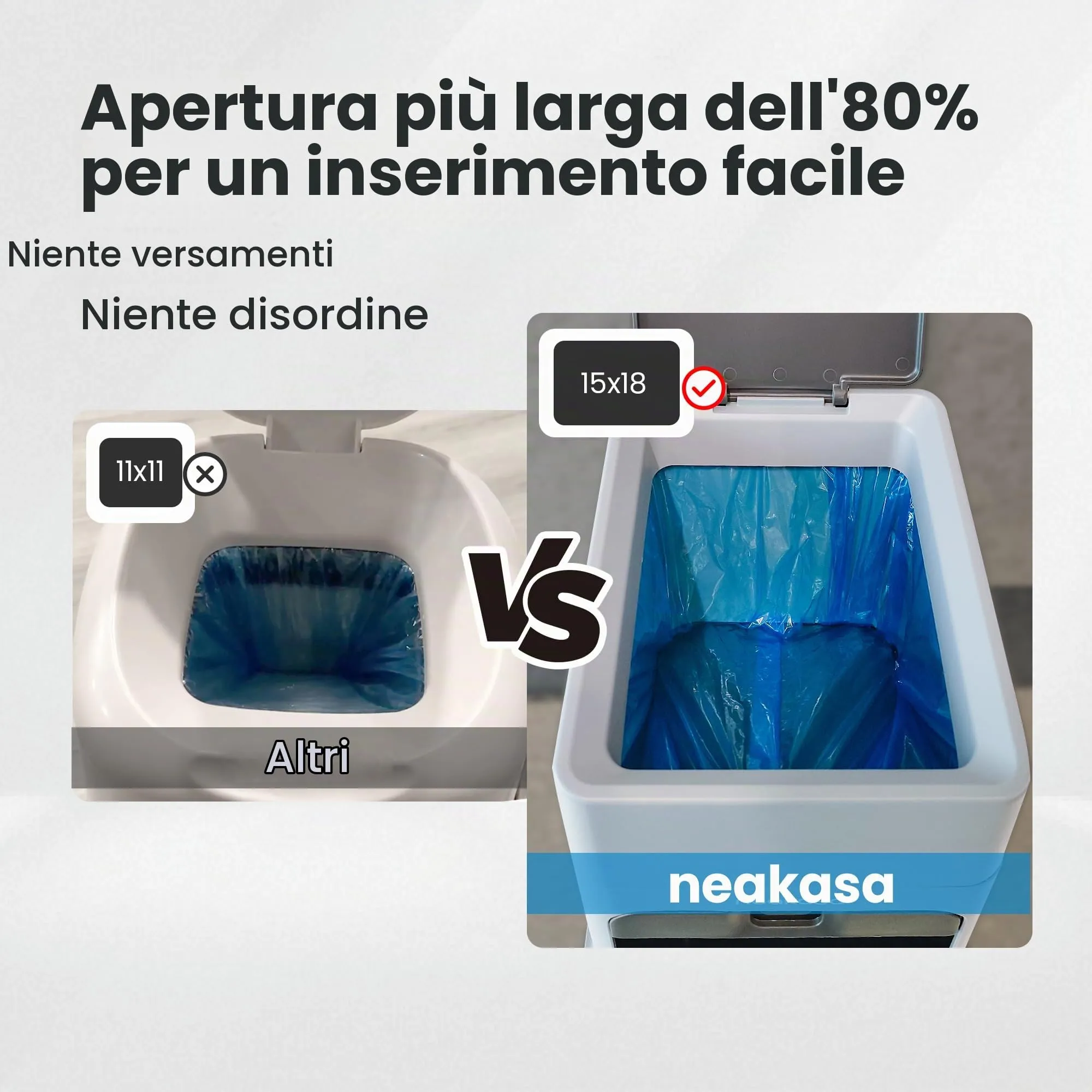 Neakasa PooGuard - Pattumiera per lettiera per gatti, da 9,2 l, per lettiera di gatti, escrementi di cani e pannolini, con finestra, apertura più ampia e sacchetto di ricarica per 4 mesi (grigio) - immagine 4