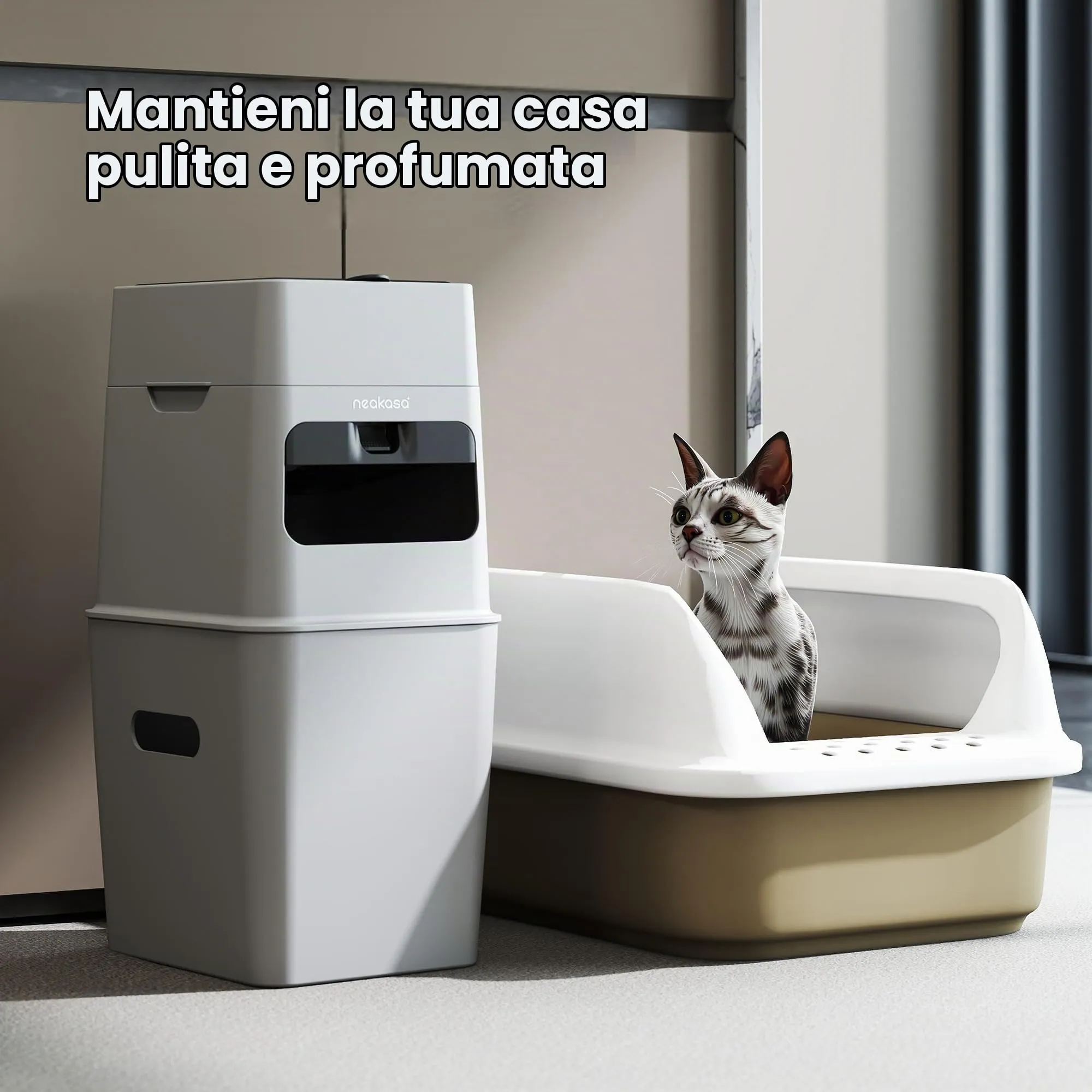 Neakasa PooGuard - Pattumiera per lettiera per gatti, da 9,2 l, per lettiera di gatti, escrementi di cani e pannolini, con finestra, apertura più ampia e sacchetto di ricarica per 4 mesi (grigio) - immagine 9