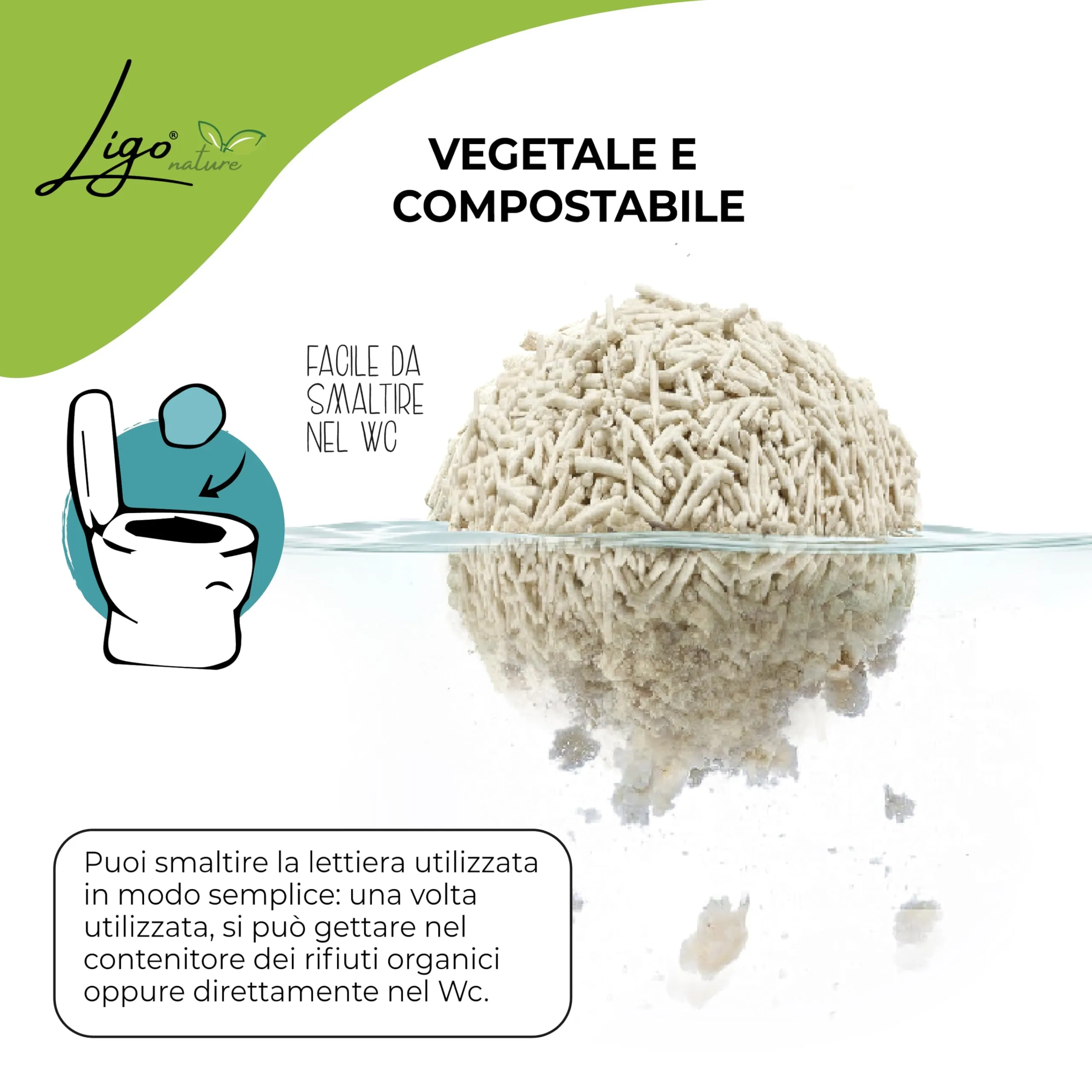 Ligo Nature Lettiera gatto |neutro |ecologica|ultra assorbente|assorbimento rapido|controllo degli odori|10l - immagine 6