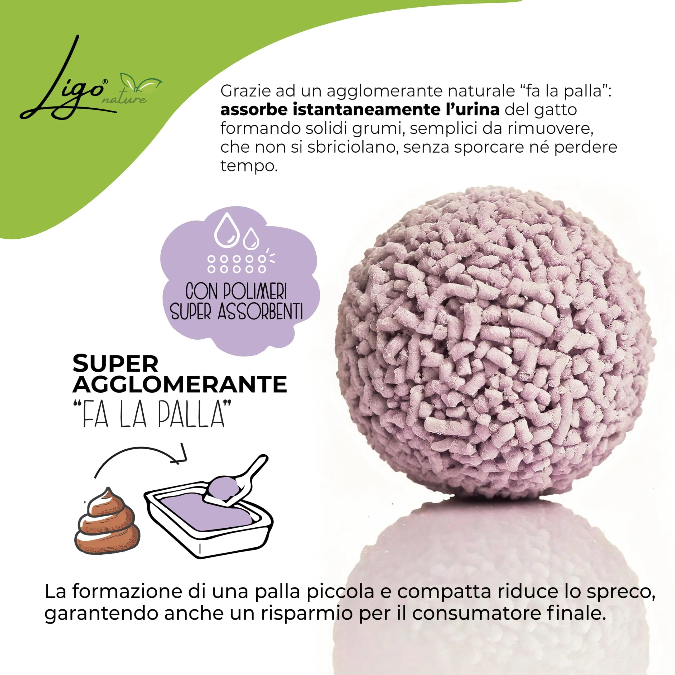 Ligo Nature Lettiera gatto TOFU |SUPER AGGLOMERANTE neutra|ecologica|ultra assorbente|assorbimento rapido|controllo degli odori| 1confezioni da 4,5kg (10 l, lavanda) - immagine 2