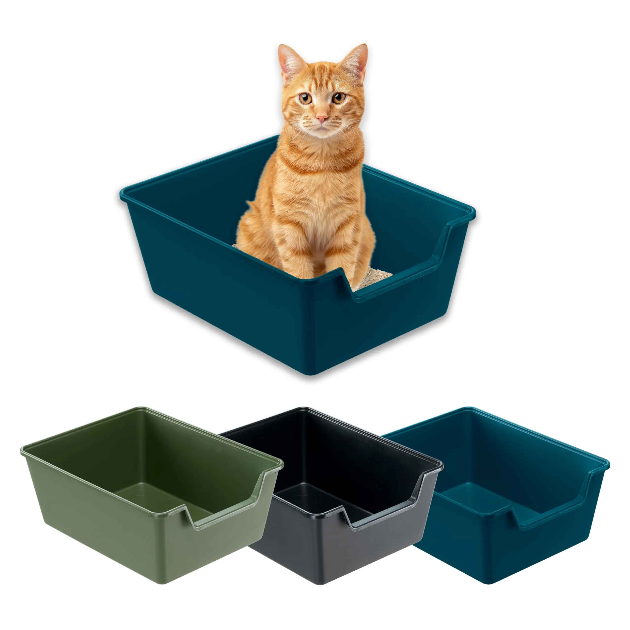 Ferplast Lettiera Gatto, Toilette per Gatti Grandi, in Plastica con Bordi Alti, Facile e Veloce da Pulire L 52 × W 41× H 21 cm, Vari Colori - immagine 1
