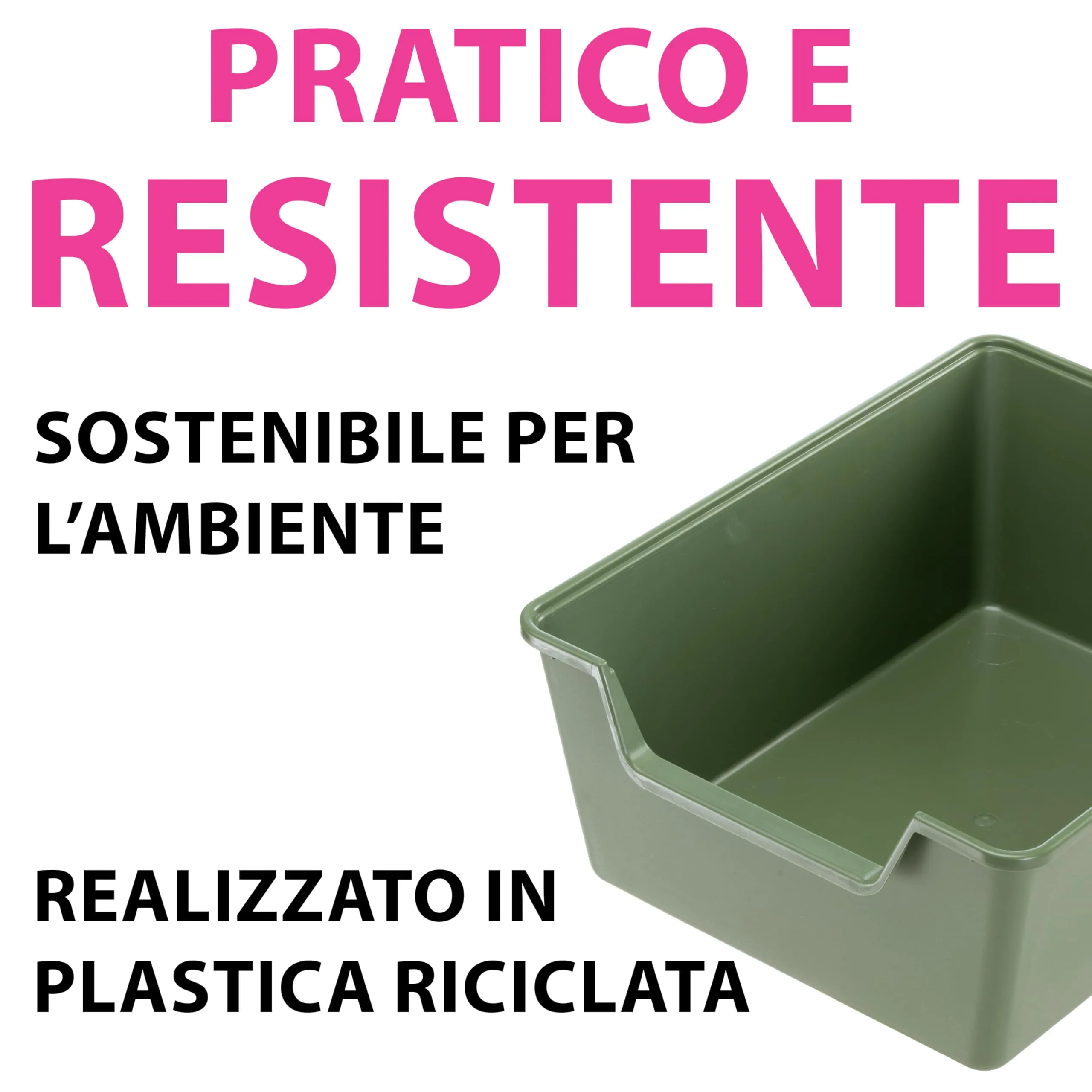 Ferplast Lettiera Gatto, Toilette per Gatti Grandi, in Plastica con Bordi Alti, Facile e Veloce da Pulire L 52 × W 41× H 21 cm, Vari Colori - immagine 5