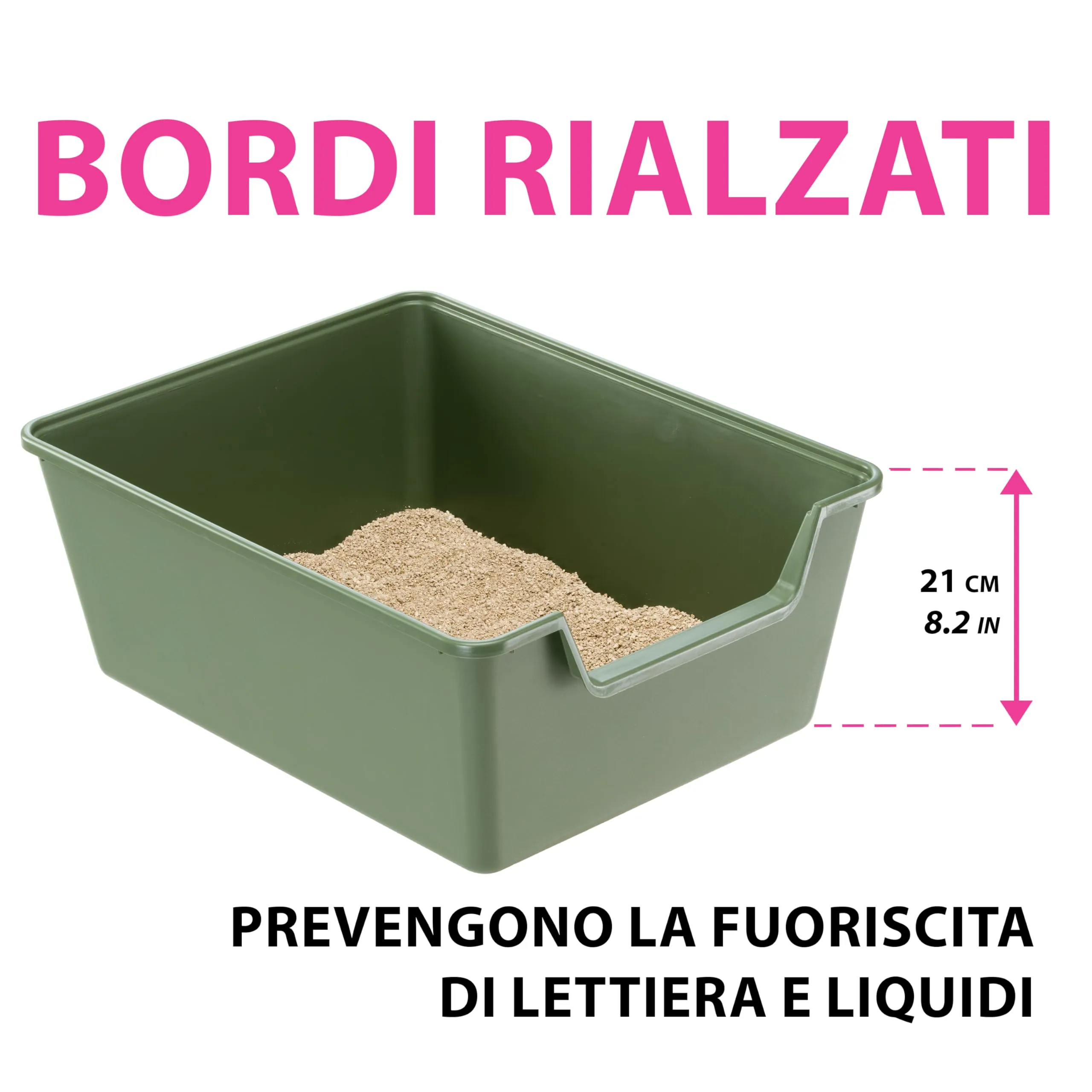 Ferplast Lettiera Gatto, Toilette per Gatti Grandi, in Plastica con Bordi Alti, Facile e Veloce da Pulire L 52 × W 41× H 21 cm, Vari Colori - immagine 6