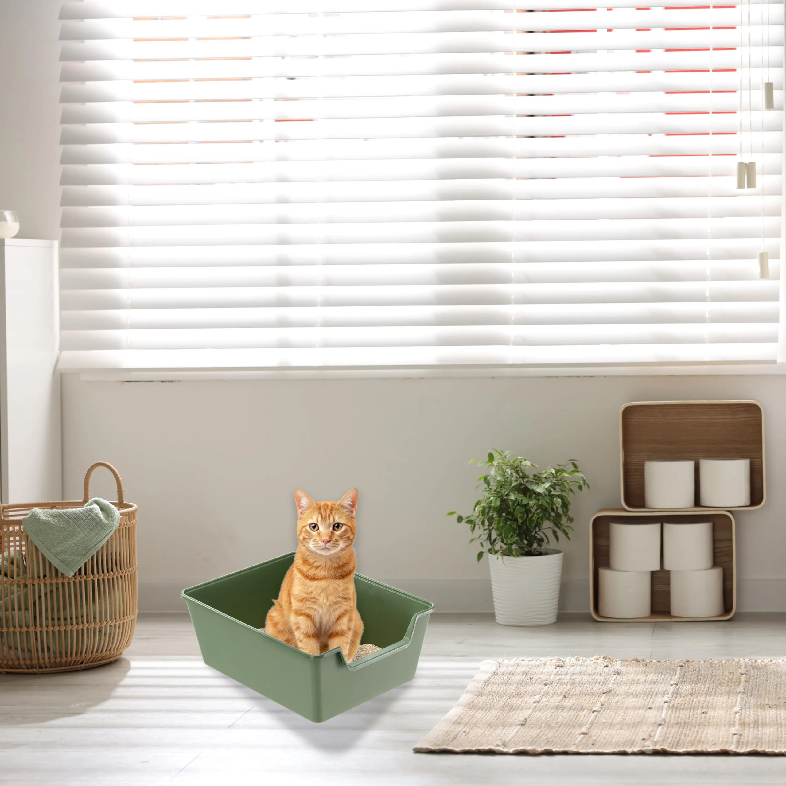 Ferplast Lettiera Gatto, Toilette per Gatti Grandi, in Plastica con Bordi Alti, Facile e Veloce da Pulire L 52 × W 41× H 21 cm, Vari Colori - immagine 8
