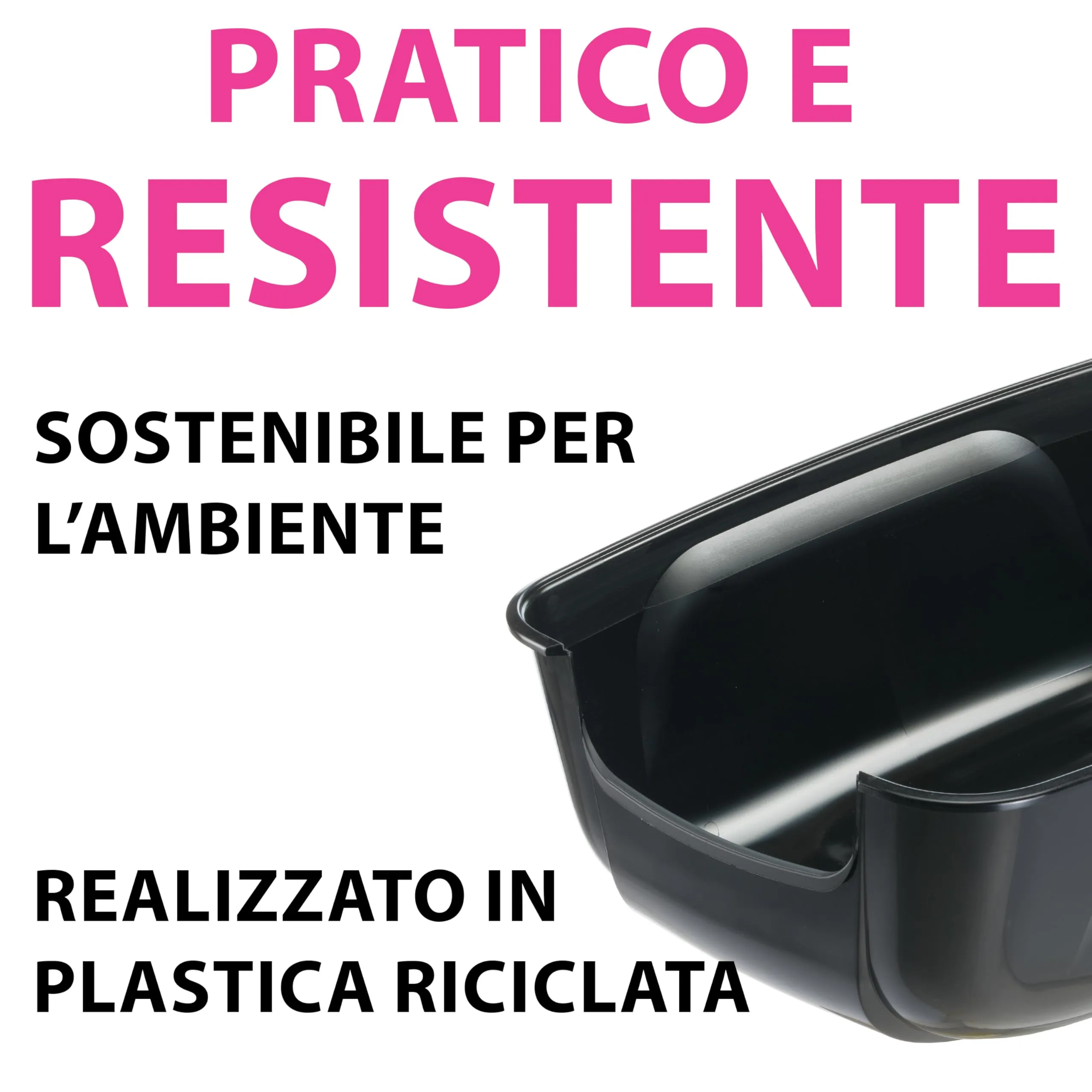 Ferplast Lettiera Gatto, Toilette per Gatti Grandi, in Plastica con Bordi Alti, Facile e Veloce da Pulire L 67 × W 49 × H 24 cm, Nero - immagine 5