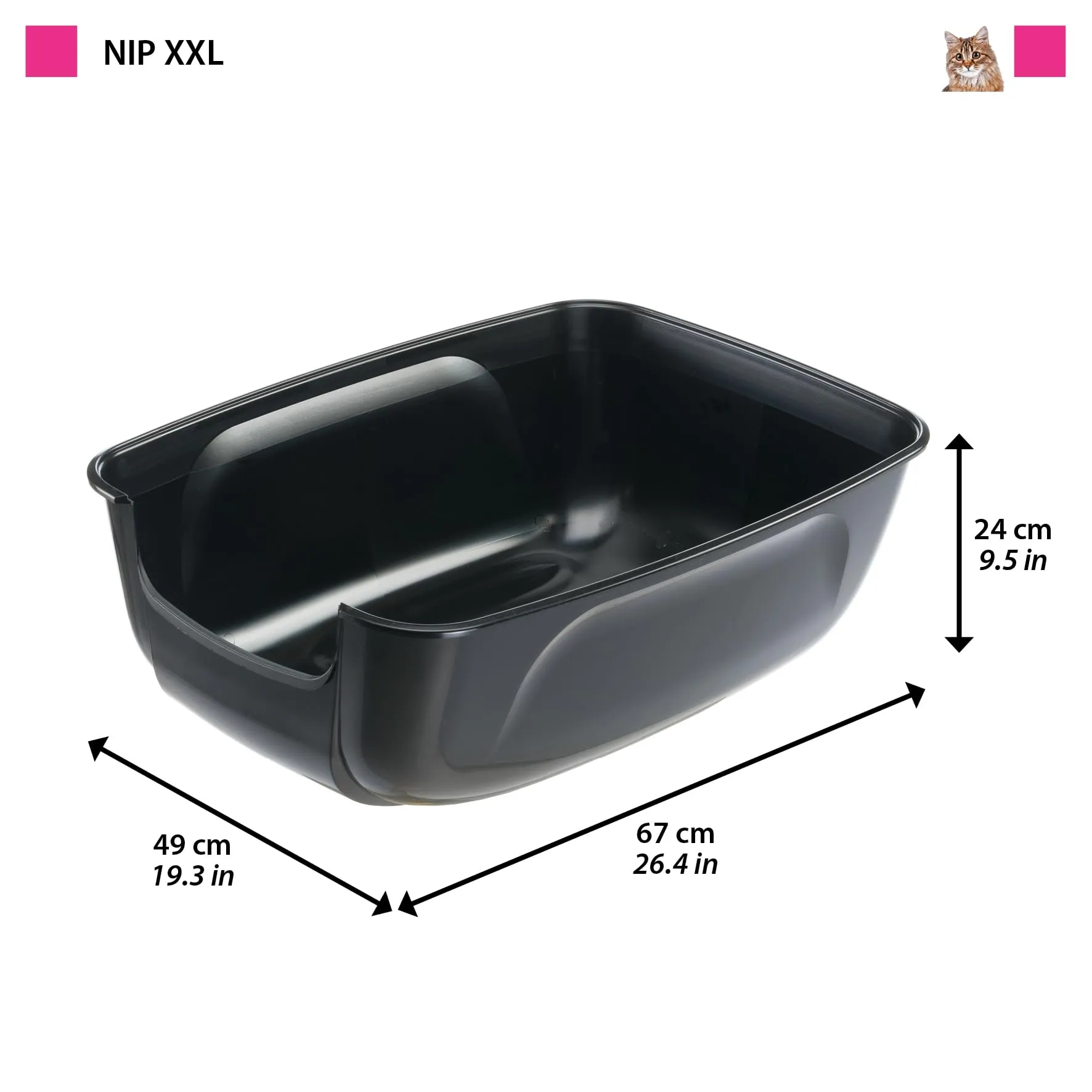 Ferplast Lettiera Gatto, Toilette per Gatti Grandi, in Plastica con Bordi Alti, Facile e Veloce da Pulire L 67 × W 49 × H 24 cm, Nero - immagine 10