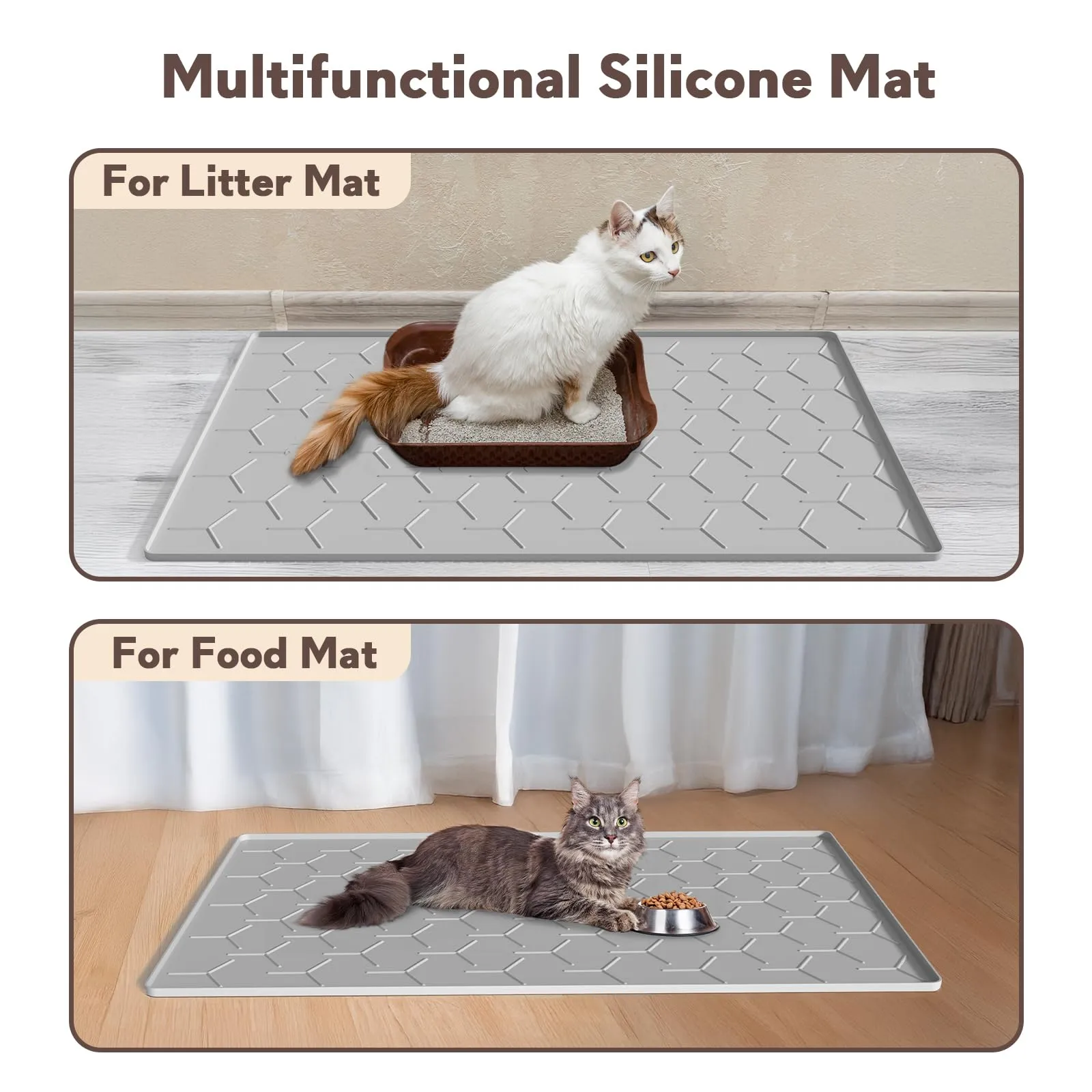 Garoopion Tappetino Lettiera Gatto Silicone, Grande XXL 102x71cm, Grigio - immagine 6