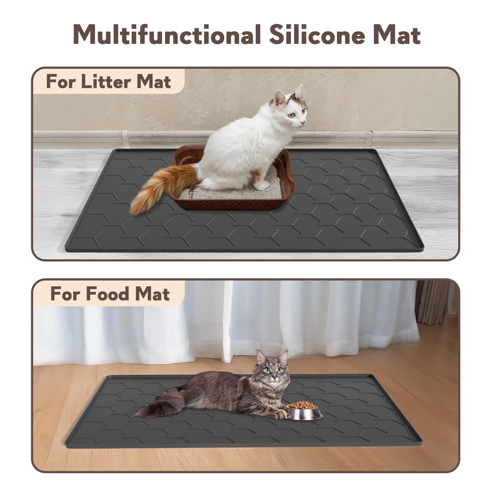 Garoopion Tappetino Lettiera Gatto Silicone, Grande XXL 102x71cm, Nero - immagine 6