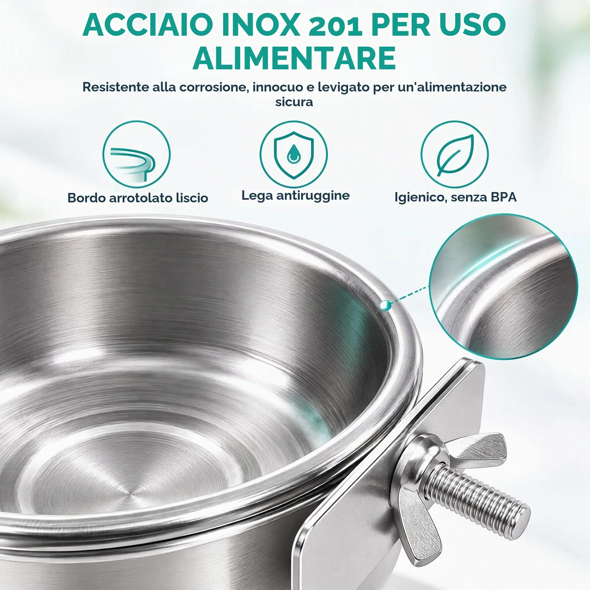 4 Pz Ciotole per Uccelli in Acciaio Inox 10 X 4,5cm Coppette per Pappagalli - immagine 4