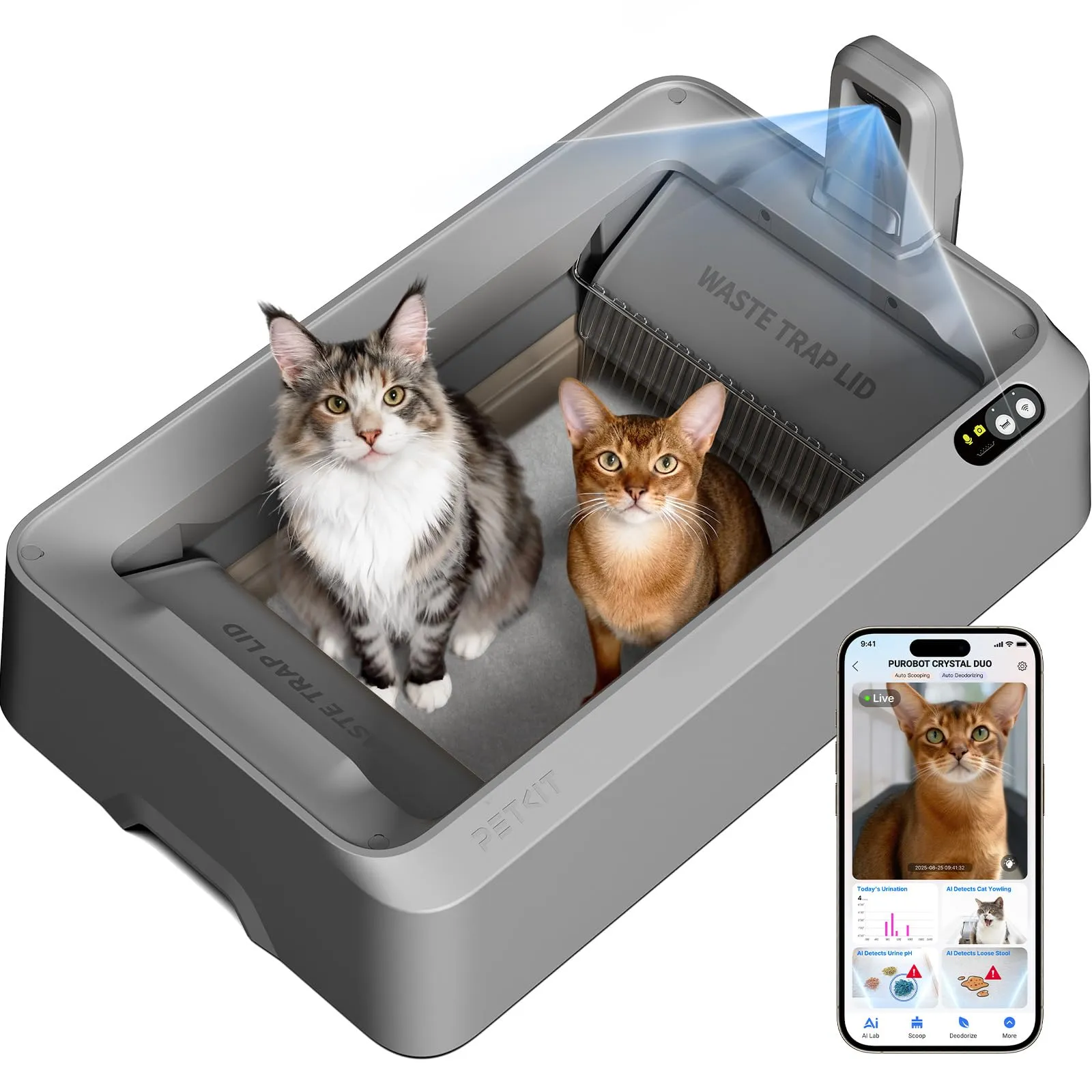 PETKIT PUROBOT CRYSTAL DUO Lettiera Gatto Autopulente con Telecamera AI - immagine 1