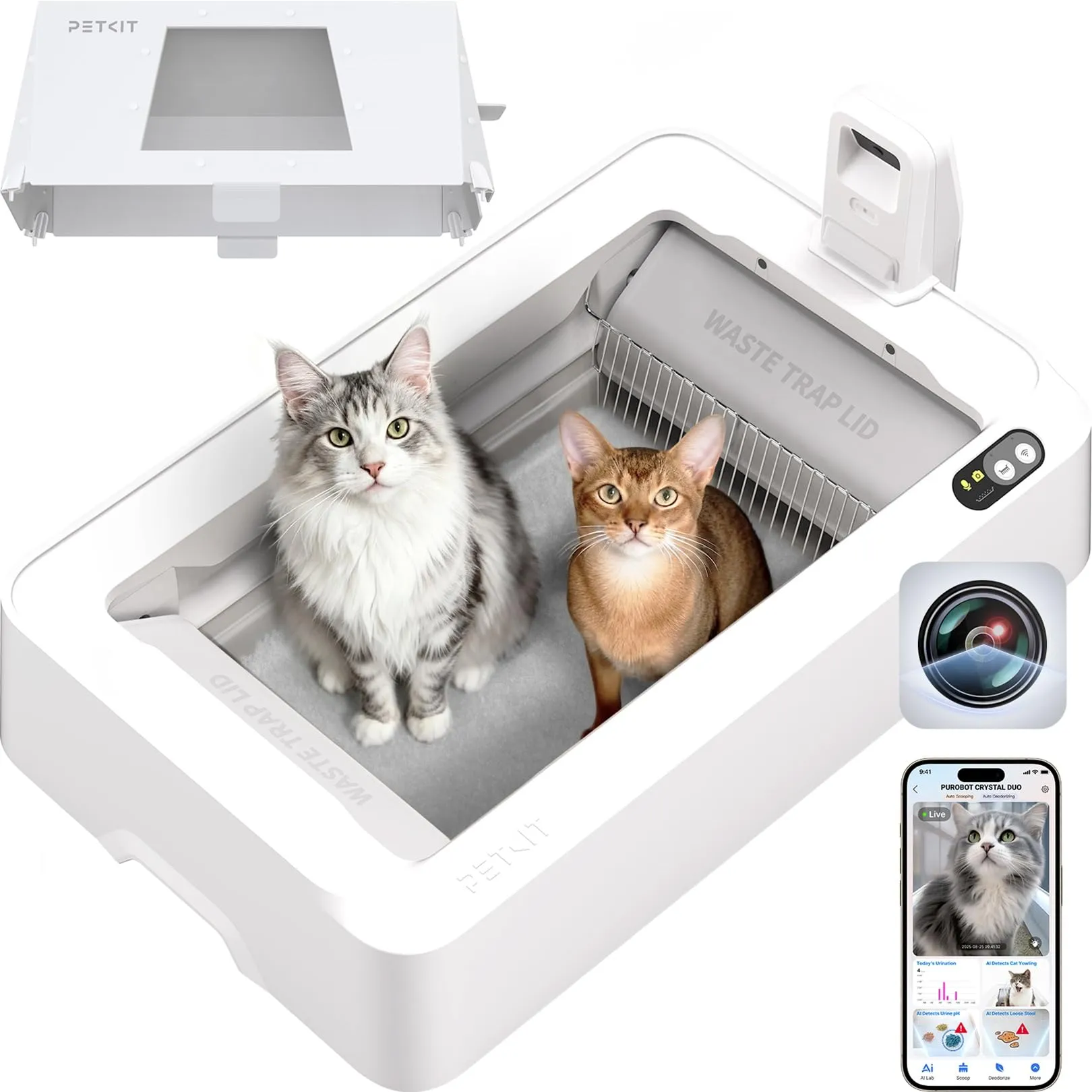 PETKIT PUROBOT Crystal Duo Lettiera Gatto Autopulente con Telecamera AI - immagine 1