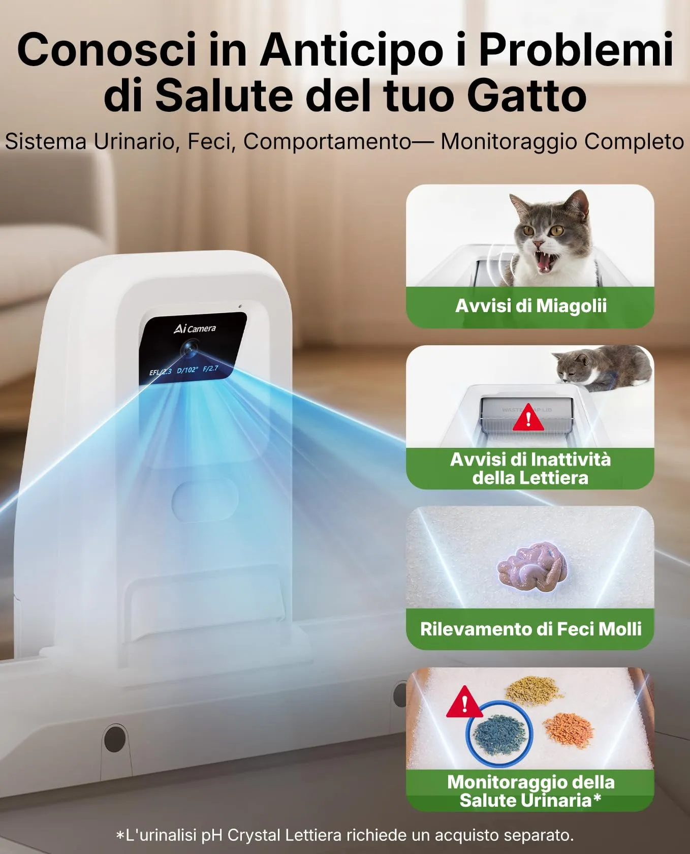 PETKIT PUROBOT Crystal Duo Lettiera Gatto Autopulente con Telecamera AI - immagine 5