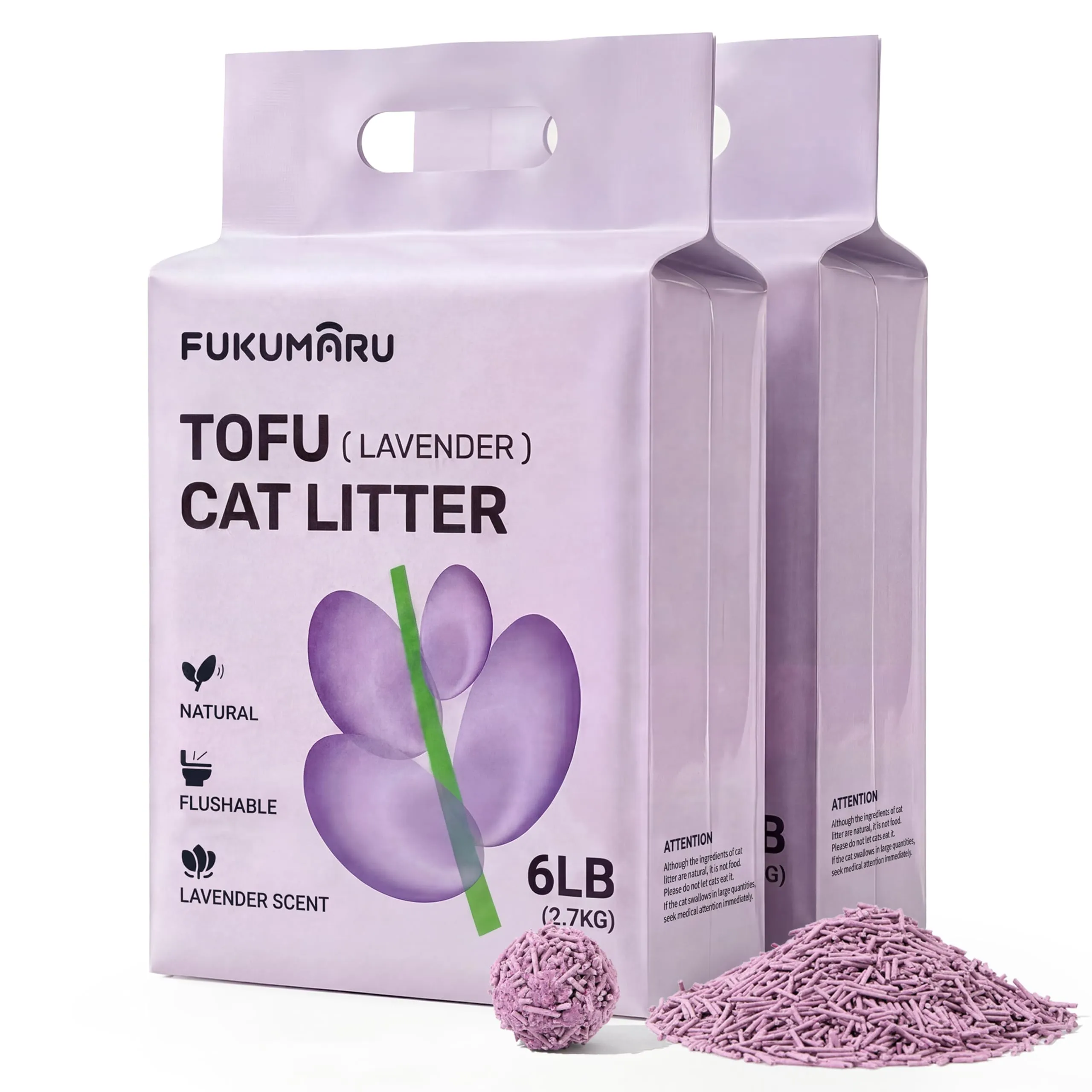 FUKUMARU Lettiera per Gatti al Tofu 12L, Lettiera Agglomerante Naturale di Mais e Fagioli, Senza Polvere, Biodegradabile, Agglomerazione Rapida,Controllo Odori Efficace,Smaltibile nel WC. - immagine 1