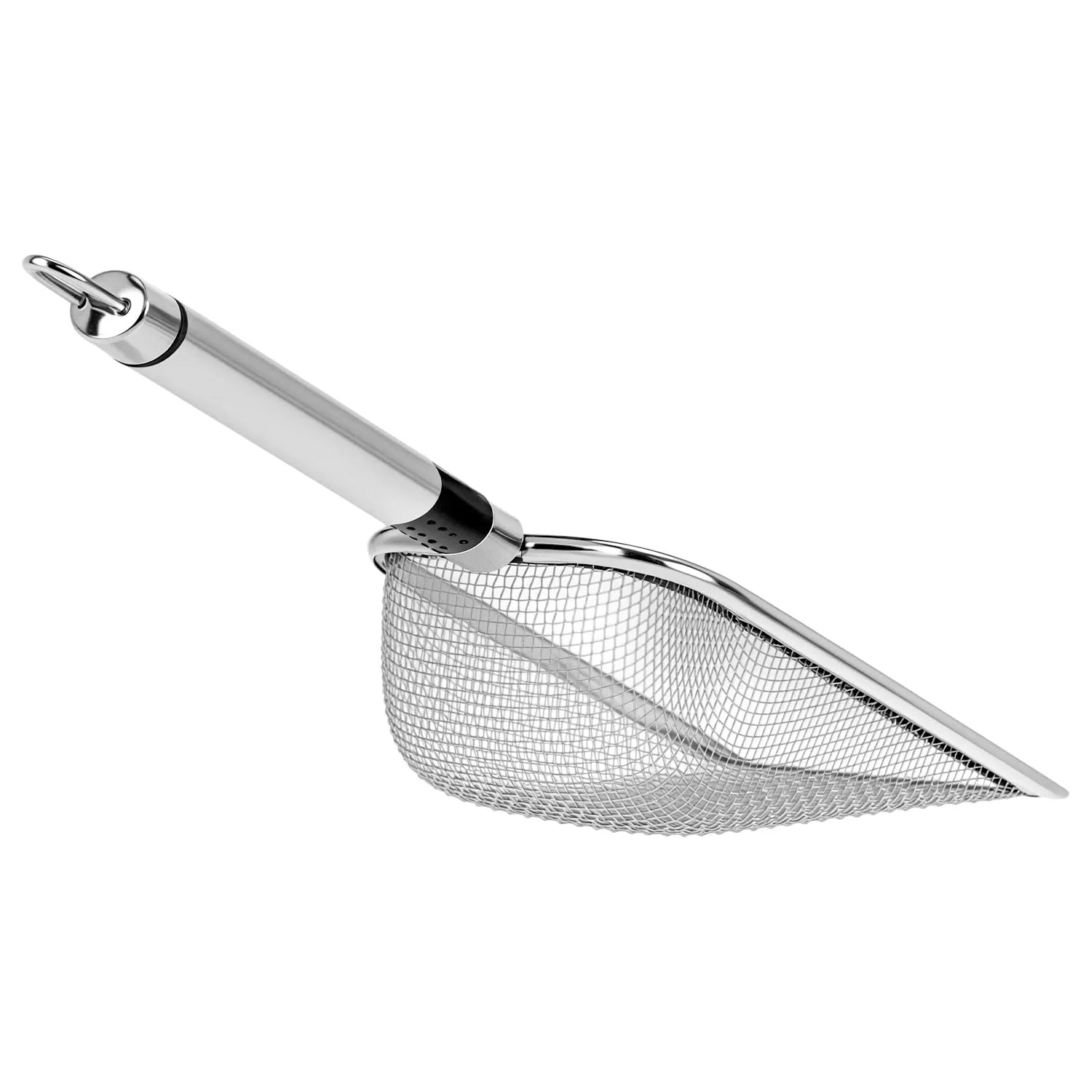 QWORK® Paletta per lettiera Piccola per Gatti, criceti, Uccelli, rettili - Setaccio per Sabbia in Acciaio Inossidabile - Rete 2 x 2 mm - immagine 3