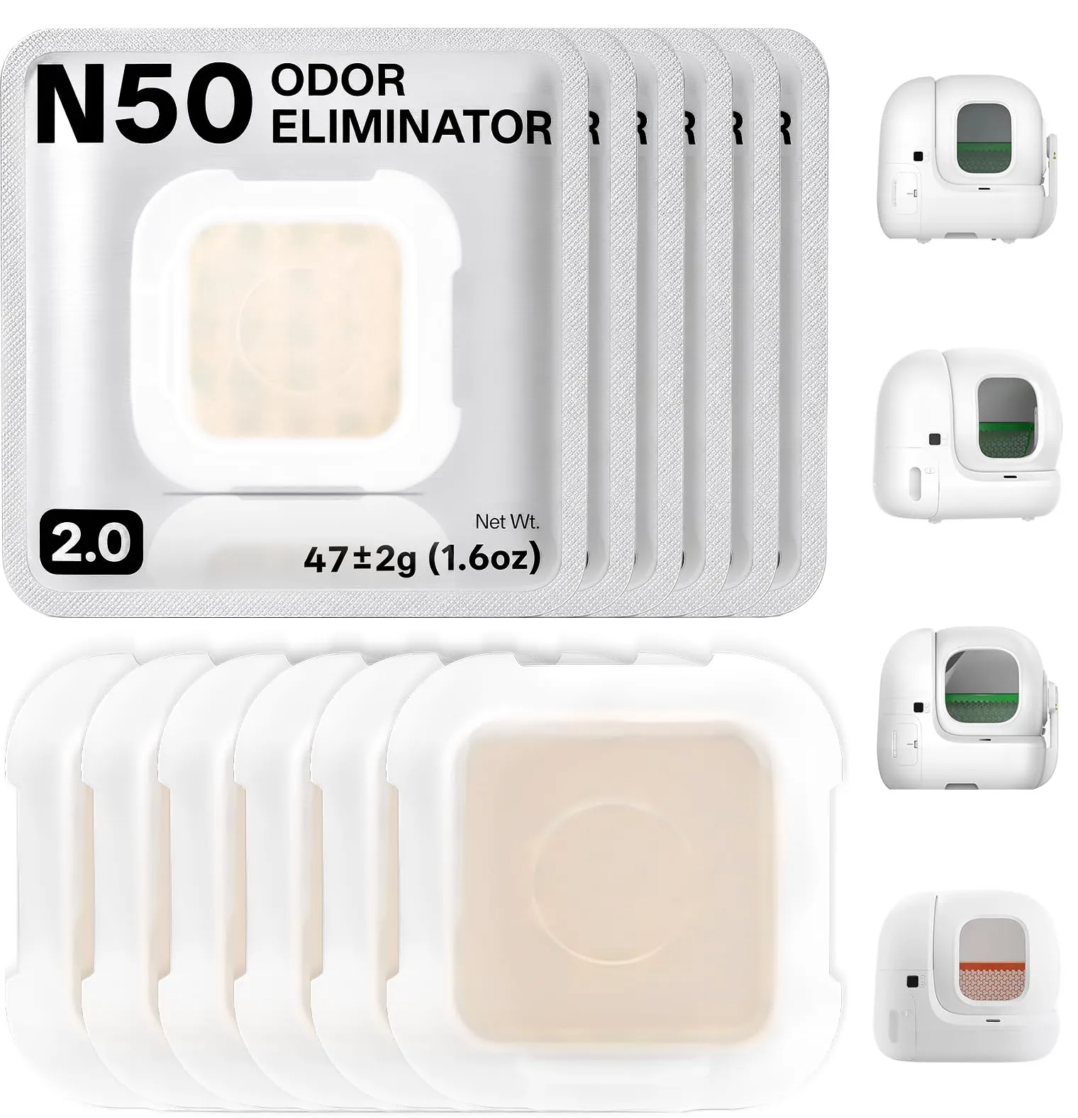 Deodorante N50 2.0 per Pura Max/Pura Max 2 Lettiera autopulente per gatti Rimuove gli odori dalla lettiera, deodorante per urina di gatto (6 pezzi Upgrade 2.0) - immagine 1