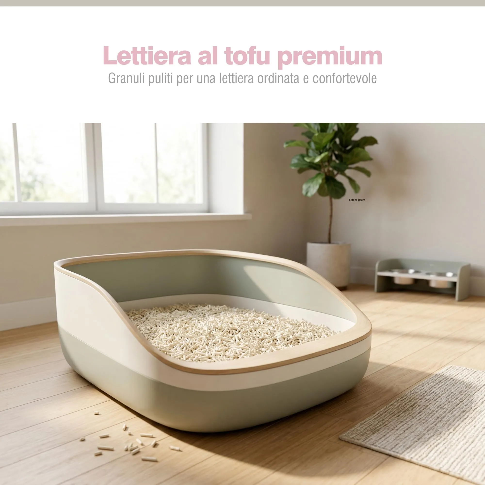 PORTENTUM Sabbia lettiera gatto agglomerante lettiera tofu 36 L senza profumo – Controllo degli odori e pulizia facile – Pellet vegetali che non si attaccano e mantengono il vassoio pulito - immagine 2