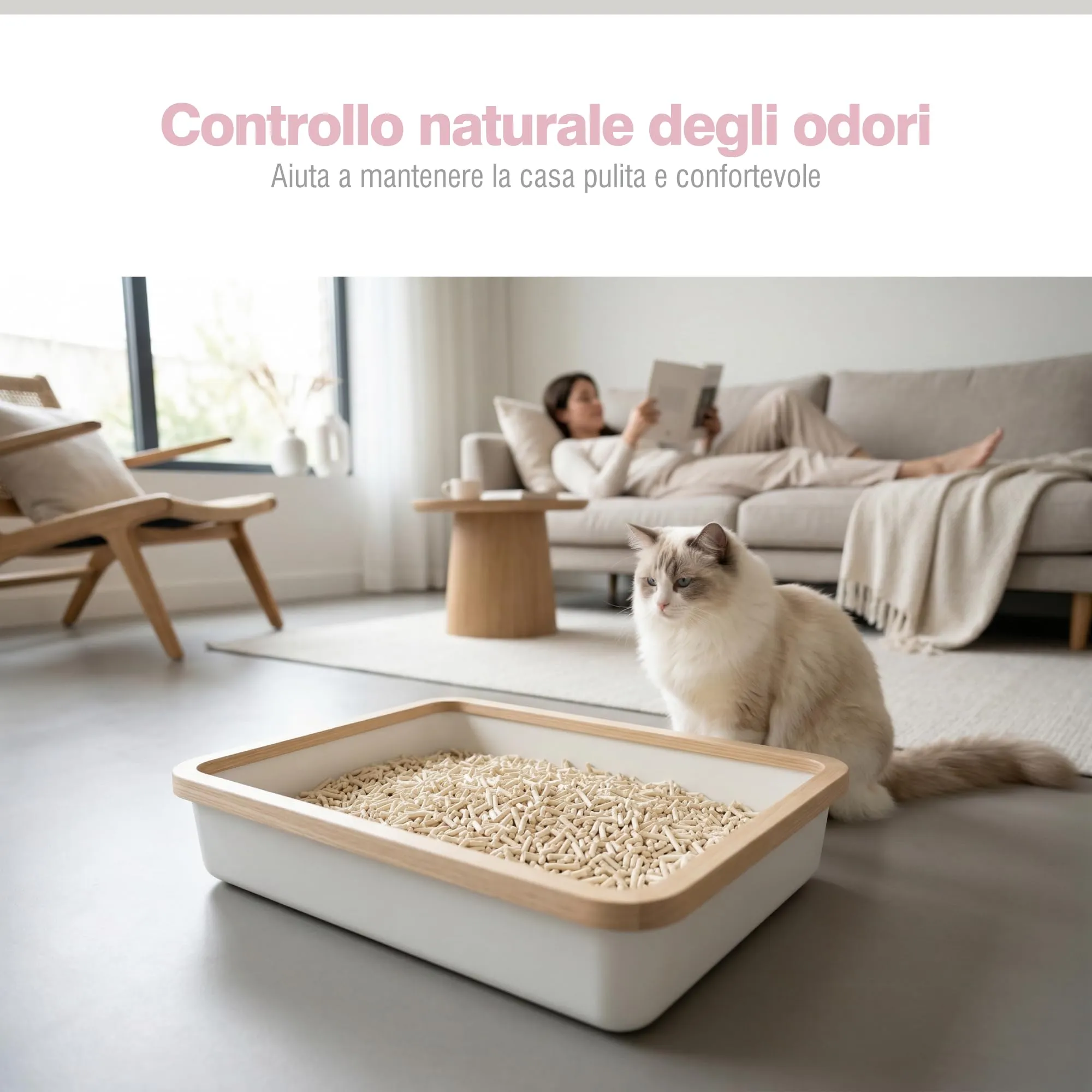 PORTENTUM Sabbia lettiera gatto agglomerante lettiera tofu 36 L senza profumo – Controllo degli odori e pulizia facile – Pellet vegetali che non si attaccano e mantengono il vassoio pulito - immagine 5