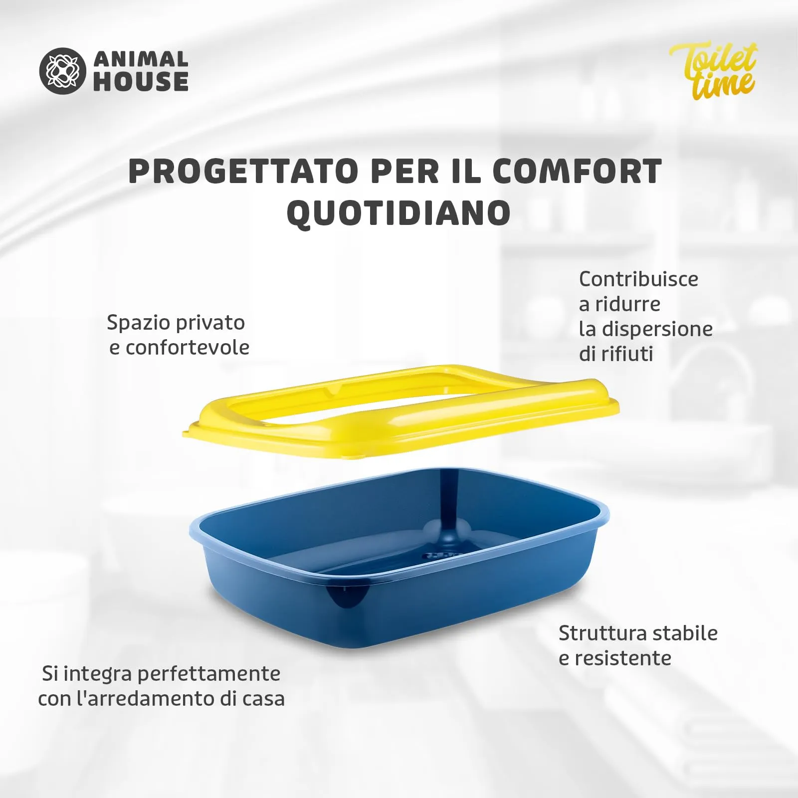 Animal House Lettiera per Gatti Con Bordo, Vaschetta M - immagine 3