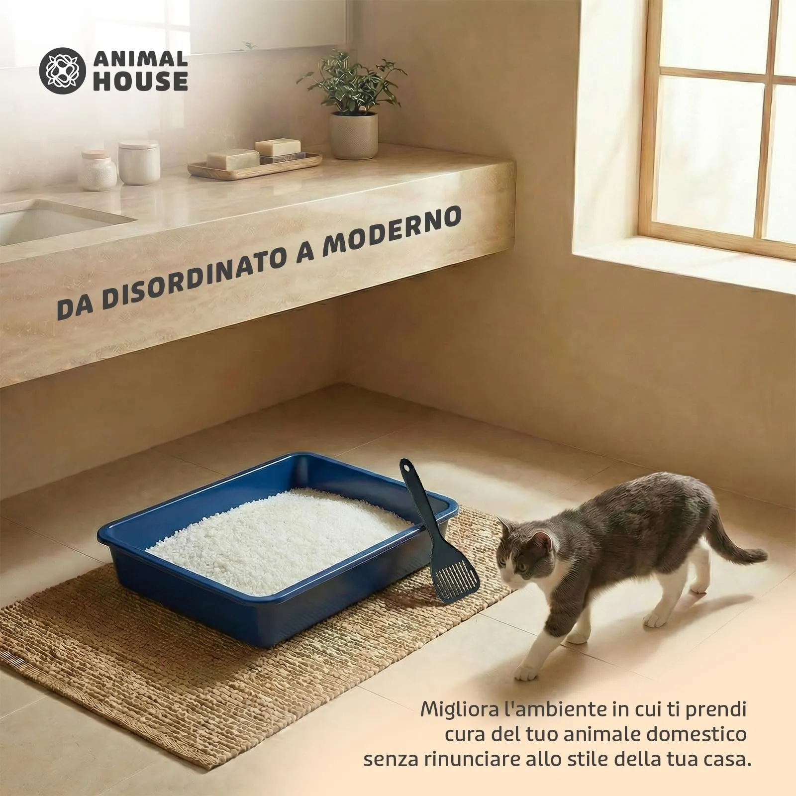 Animal House Lettiera per Gatti Senza Bordo, Vaschetta L - immagine 2