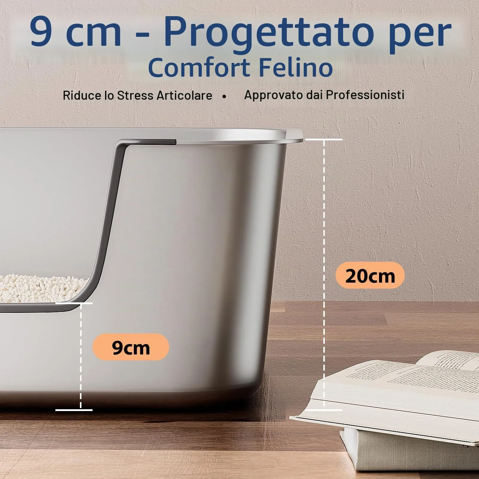 Lettiera Acciaio Inox per Gatti, Lettiera Gatto con Bordi Bassi, Toilette Aperta per Gatti Anziani o Feriti, Lettiere Grande per Gatto XXL, Facile da Pulire, Antiodore e Spaziosa, 70x50x20cm - immagine 4